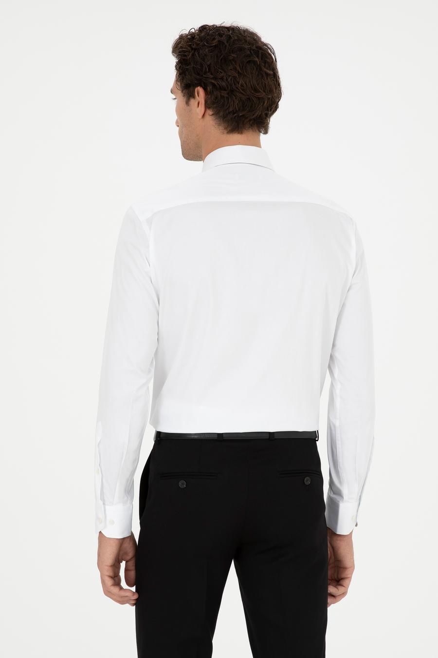 Beyaz Modern Fit Uzun Kollu Basic Gömlek - 50277081007