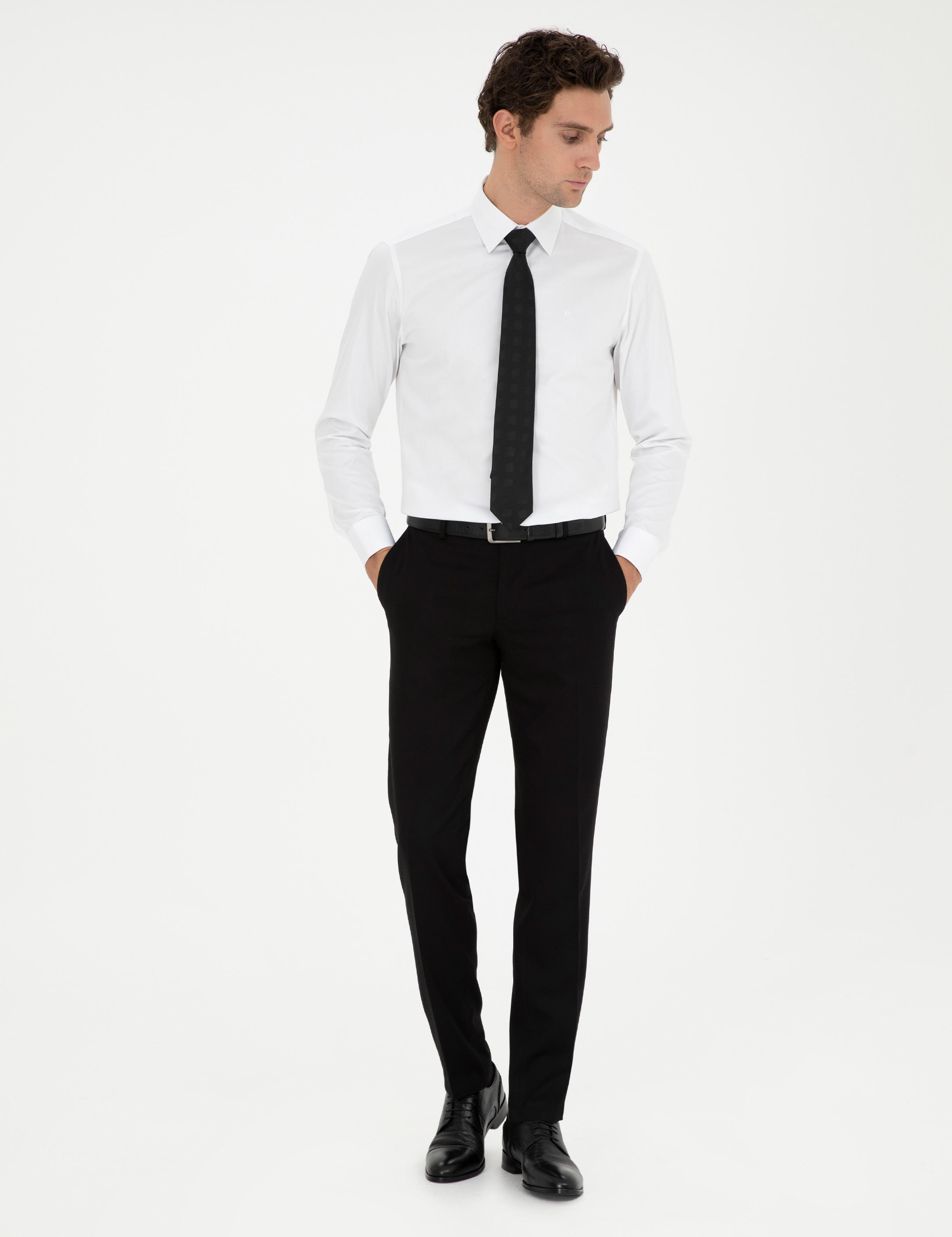 Beyaz Modern Fit Uzun Kollu Basic Gömlek - 50277081007