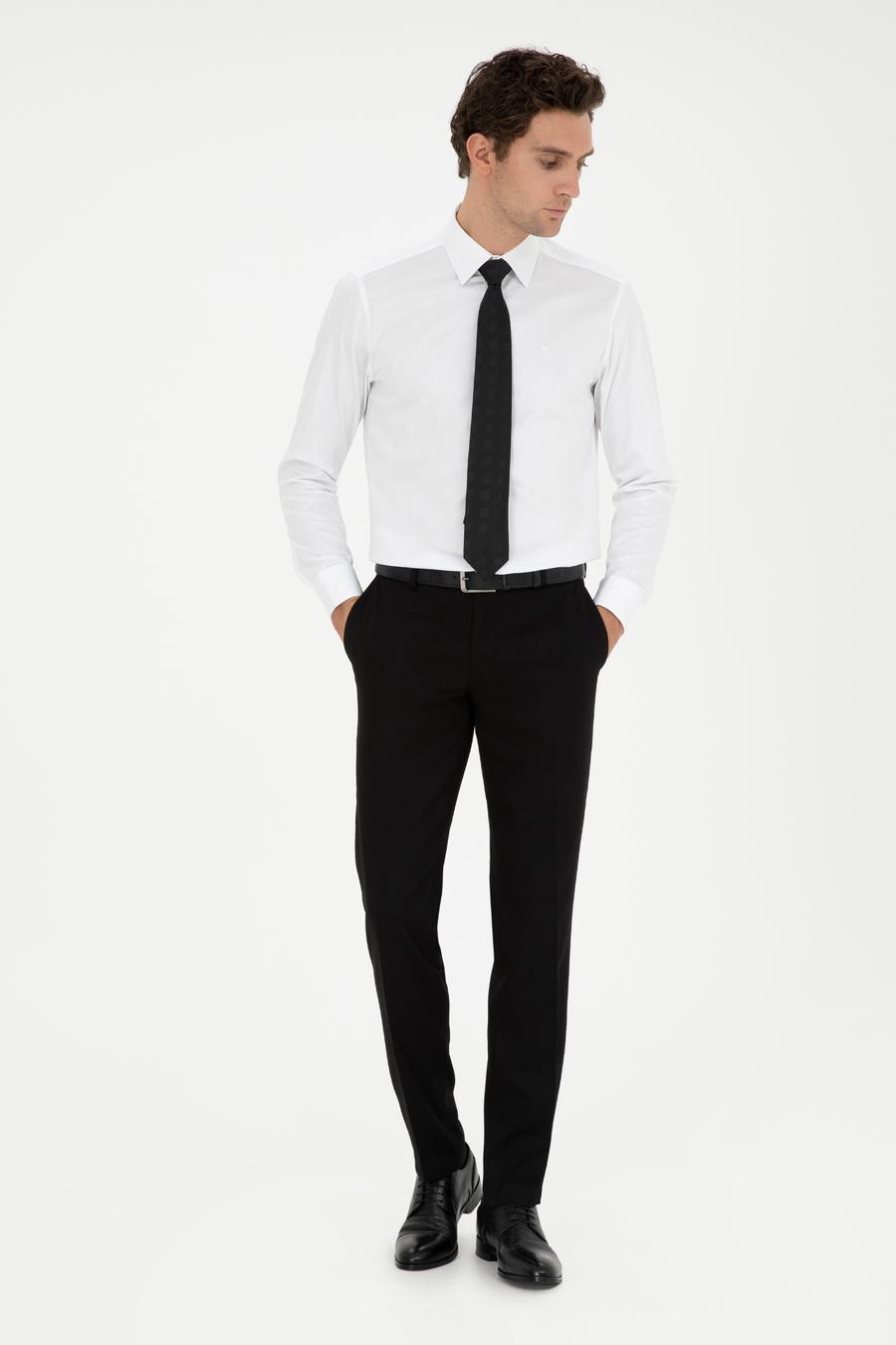 Beyaz Modern Fit Uzun Kollu Basic Gömlek - 50277081007