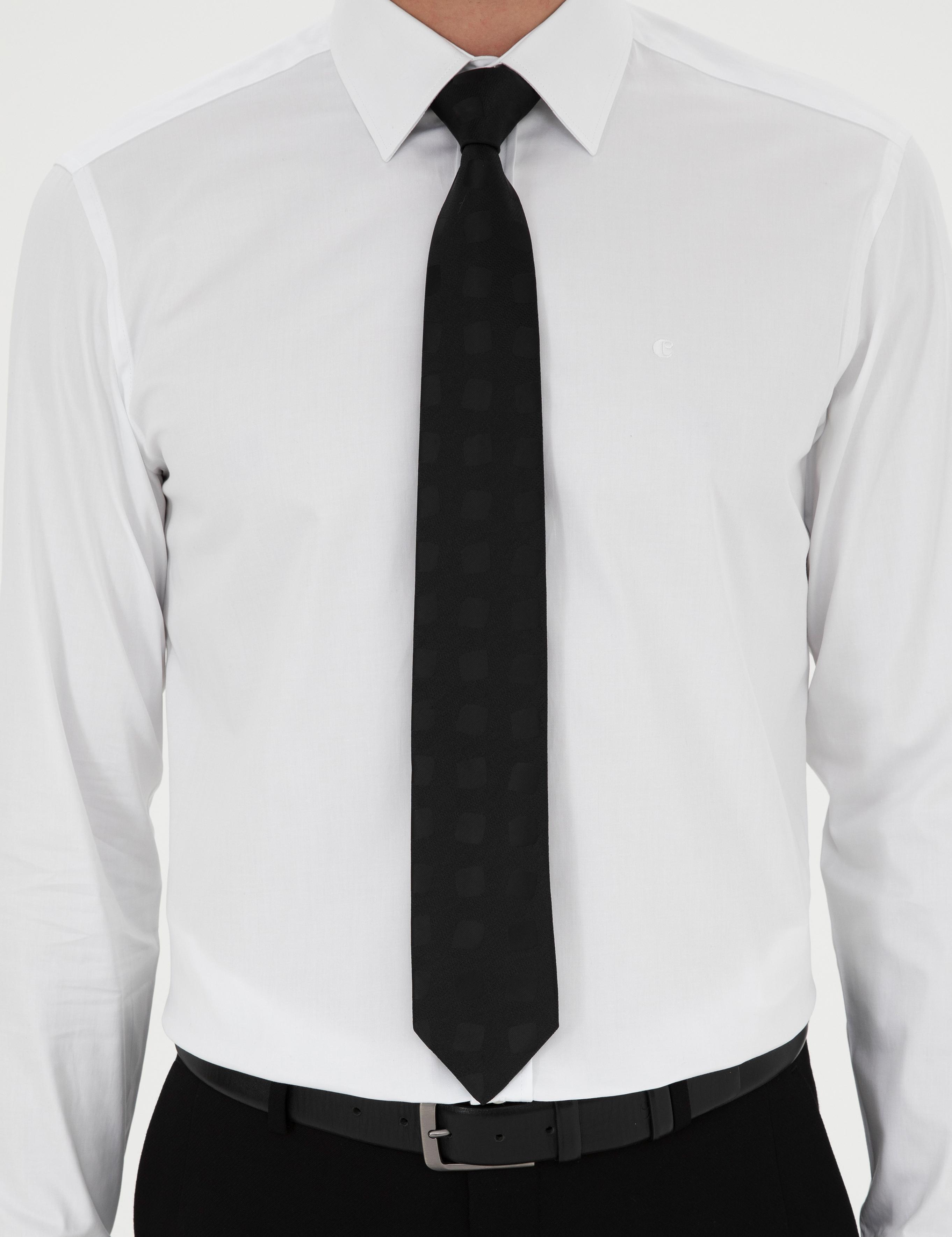 Beyaz Modern Fit Uzun Kollu Basic Gömlek - 50277081007