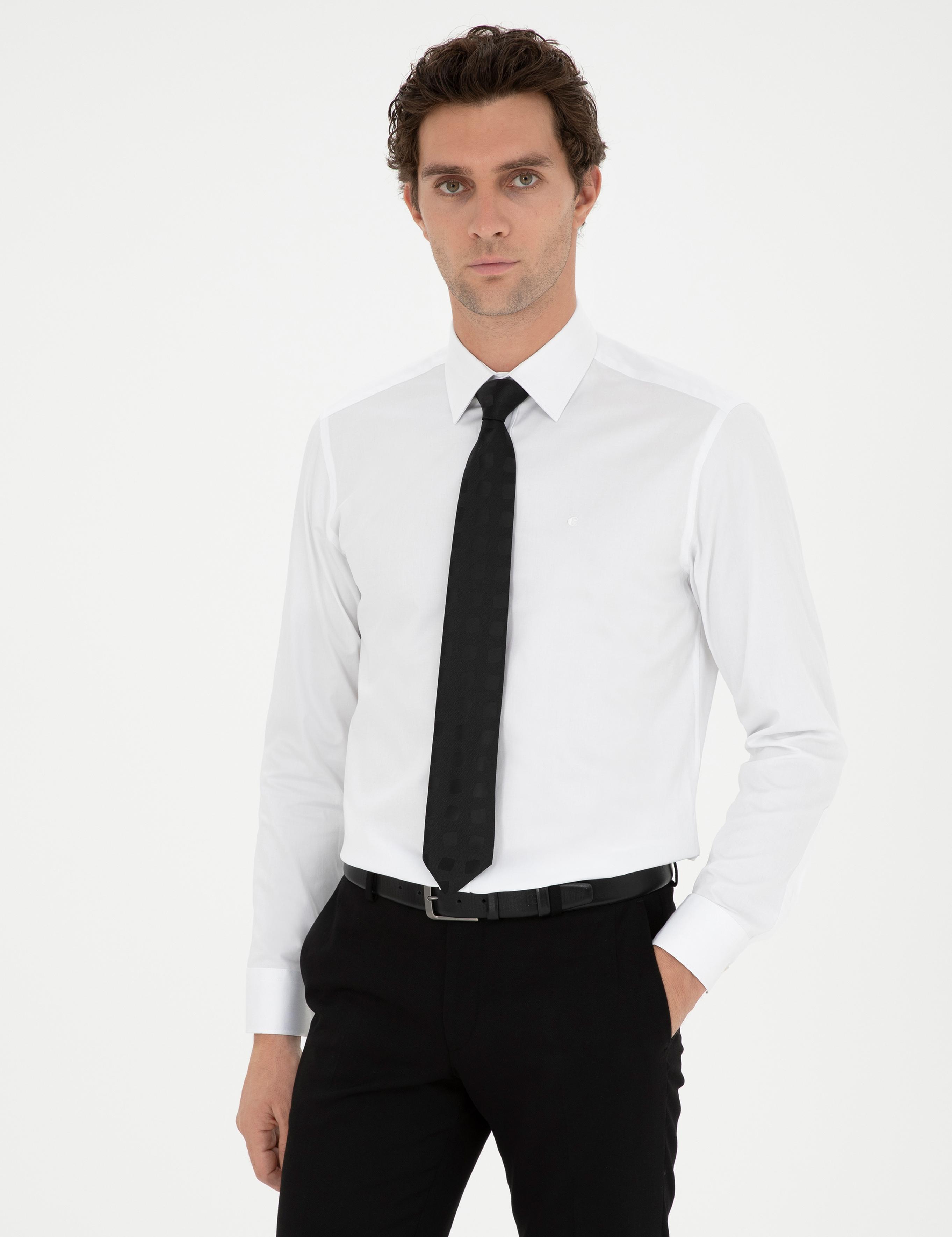 Beyaz Modern Fit Uzun Kollu Basic Gömlek - 50277081007