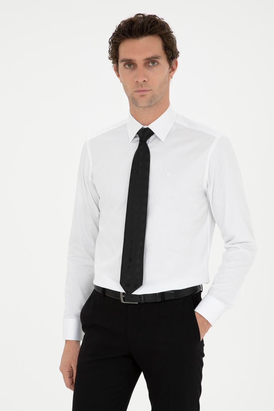 Beyaz Modern Fit Uzun Kollu Basic Gömlek - 50277081007