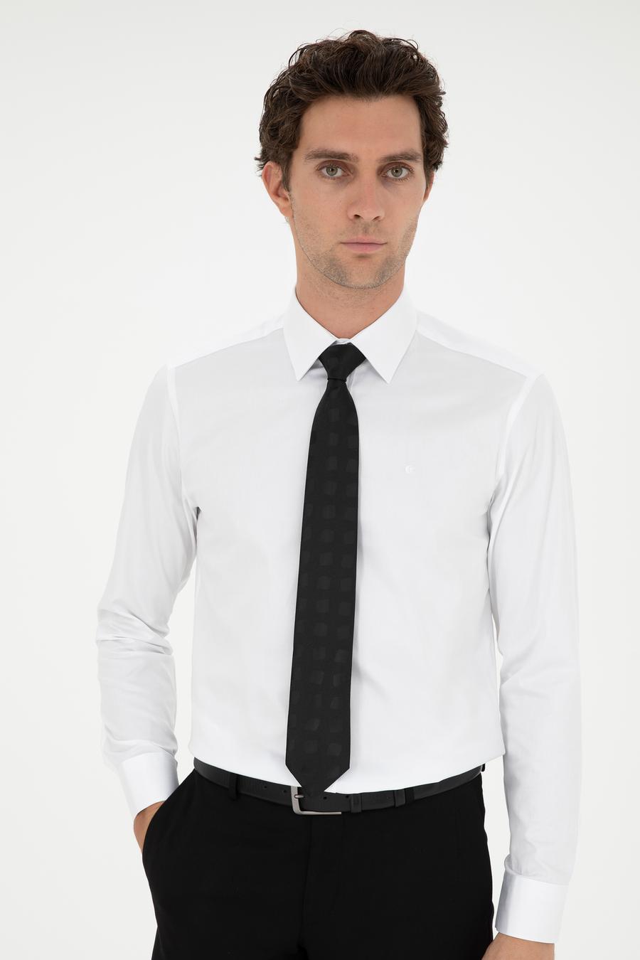 Beyaz Modern Fit Uzun Kollu Basic Gömlek - 50277081007