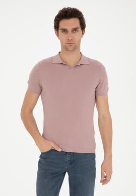 Pembe Slim Fit Polo Yaka Triko T-Shirt
