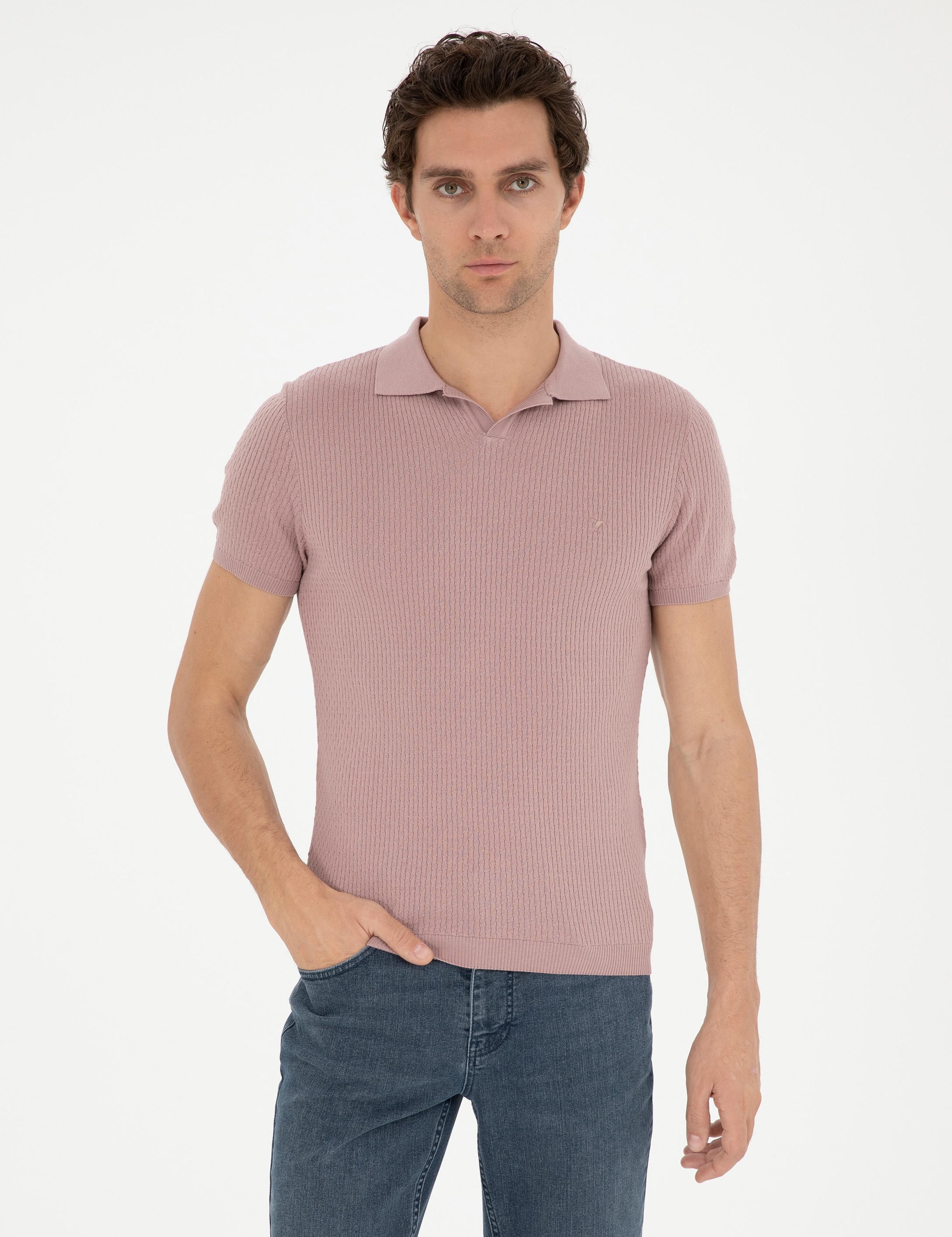 Pembe Slim Fit Polo Yaka Triko T-Shirt - 50285361010