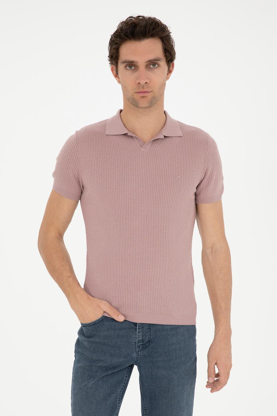 Pembe Slim Fit Polo Yaka Triko T-Shirt - 50285361010