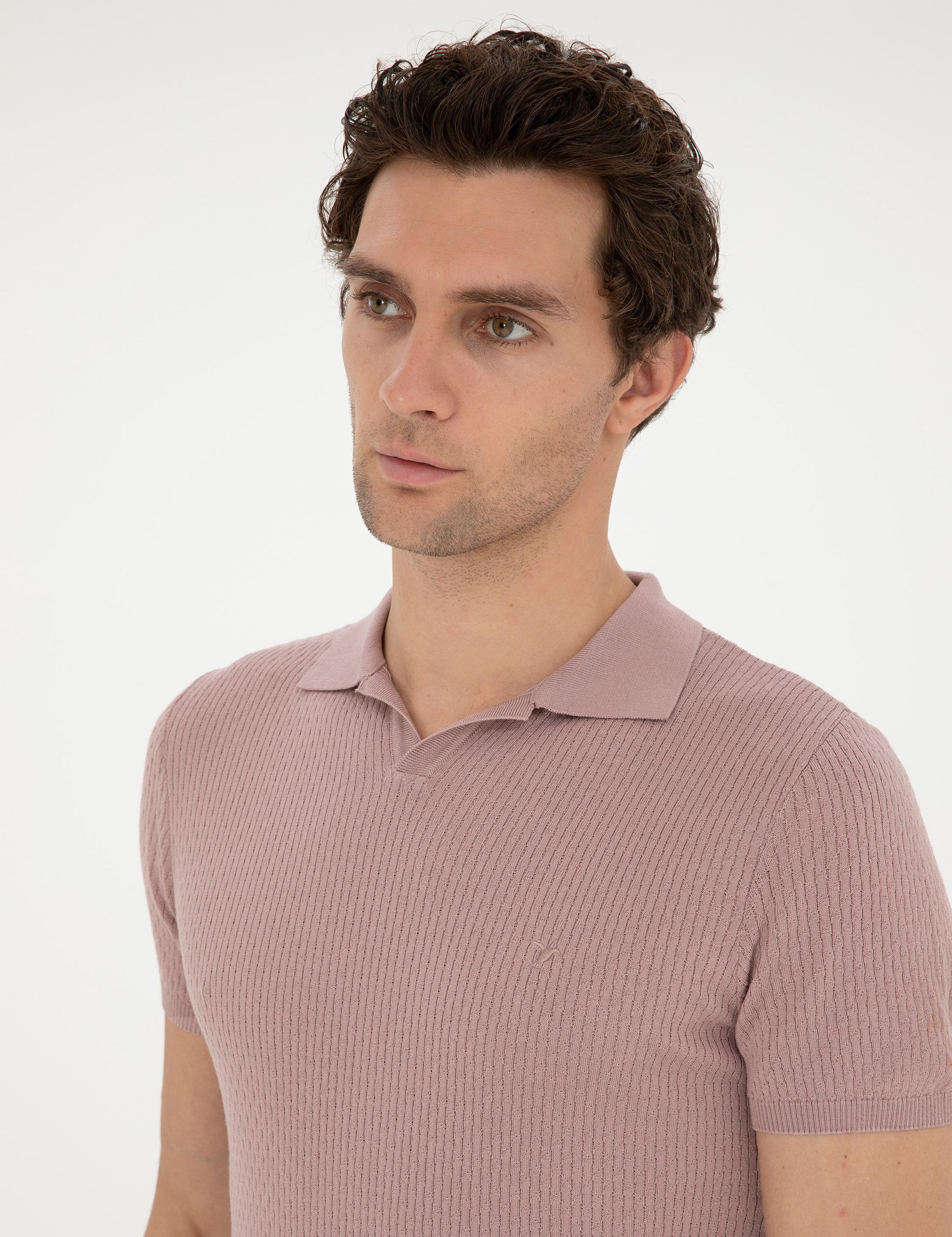 Pembe Slim Fit Polo Yaka Triko T-Shirt - 50285361010