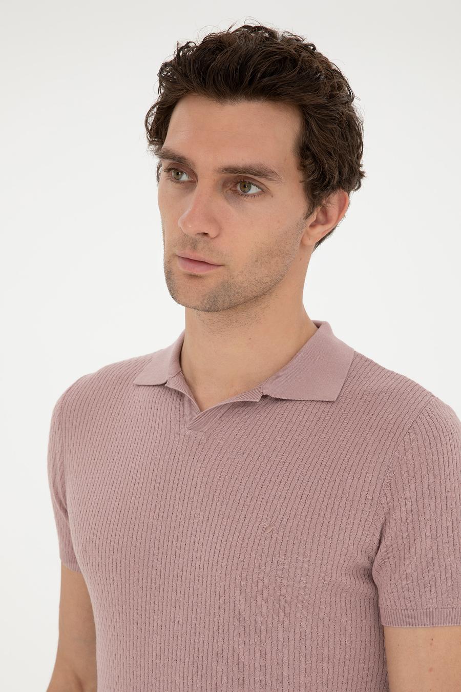 Pembe Slim Fit Polo Yaka Triko T-Shirt - 50285361010