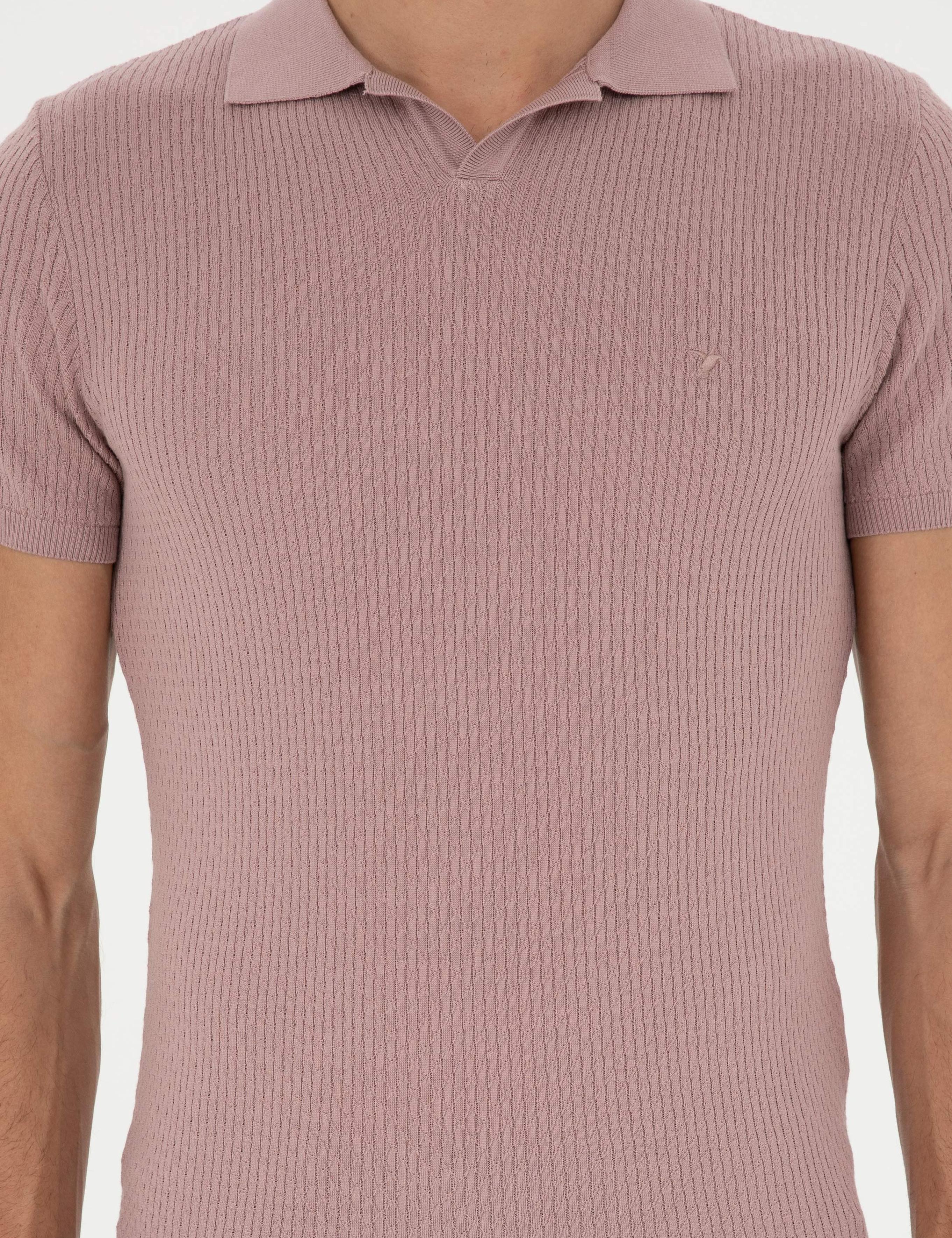 Pembe Slim Fit Polo Yaka Triko T-Shirt - 50285361010
