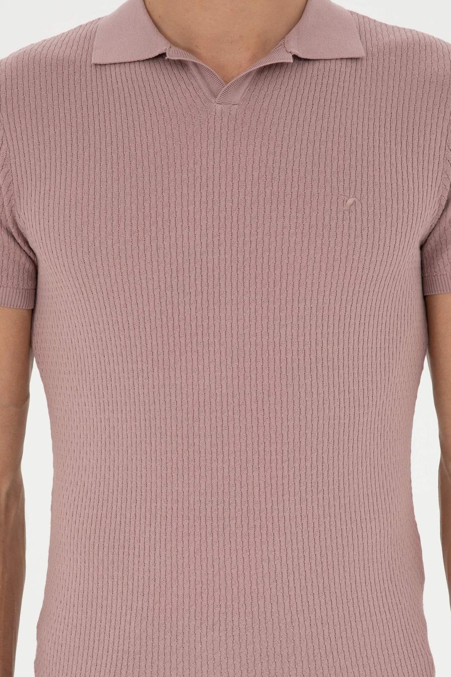 Pembe Slim Fit Polo Yaka Triko T-Shirt - 50285361010