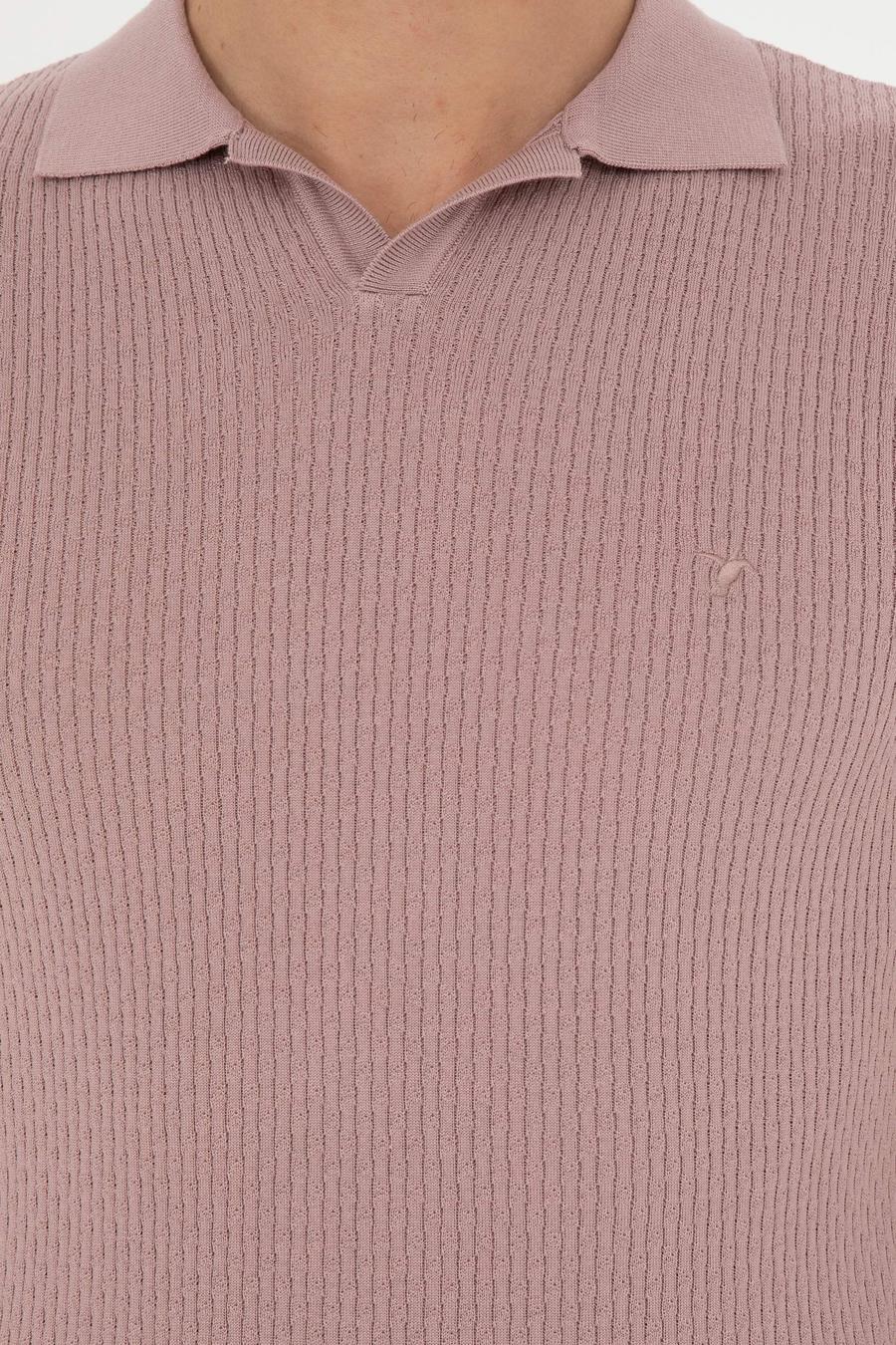 Pembe Slim Fit Polo Yaka Triko T-Shirt - 50285361010