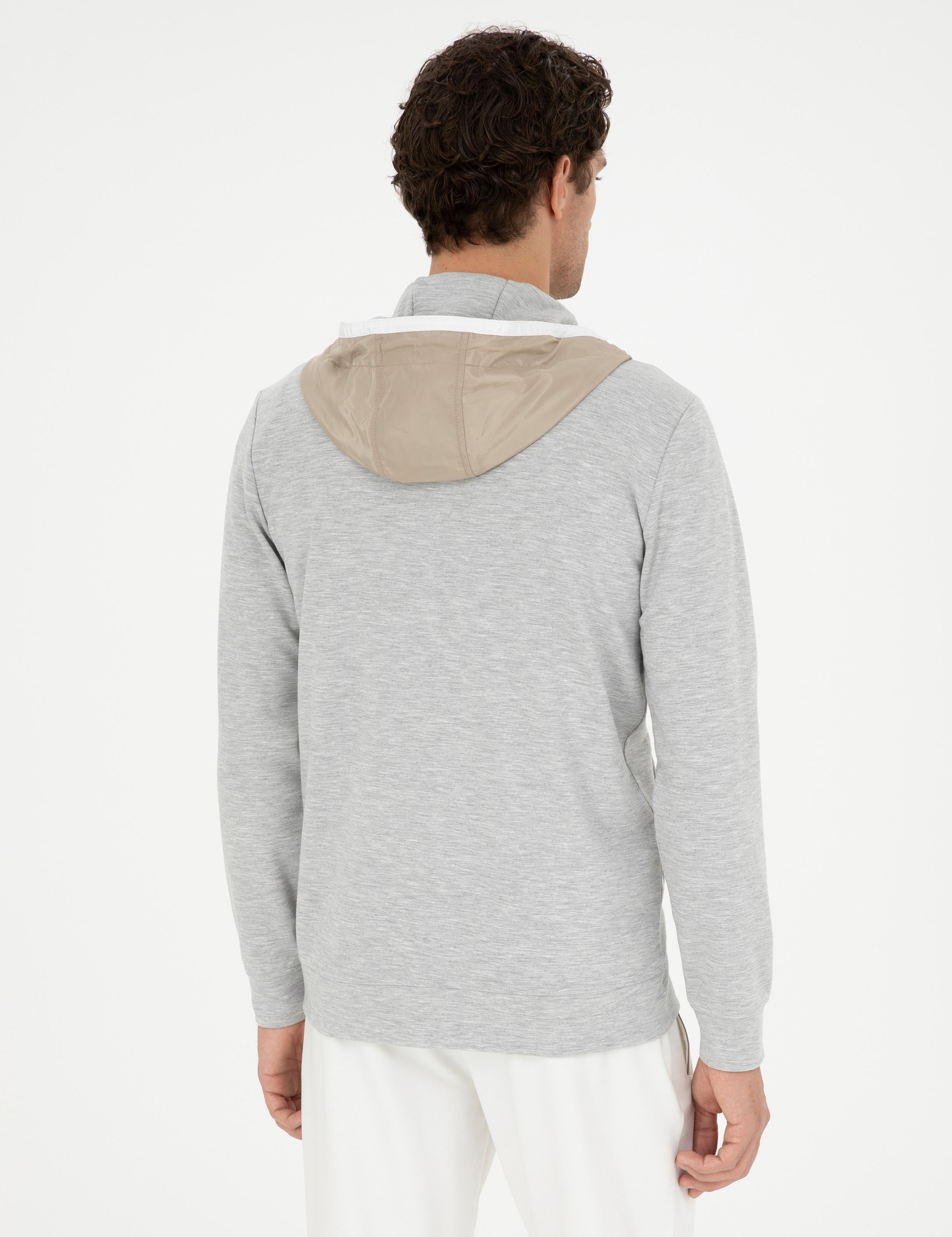 Gri Melanj Regular Fit Kapüşonu Sweatshirt - 50284600009