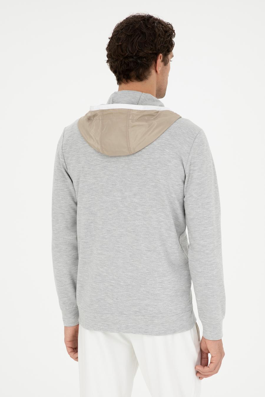 Gri Melanj Regular Fit Kapüşonu Sweatshirt - 50284600009