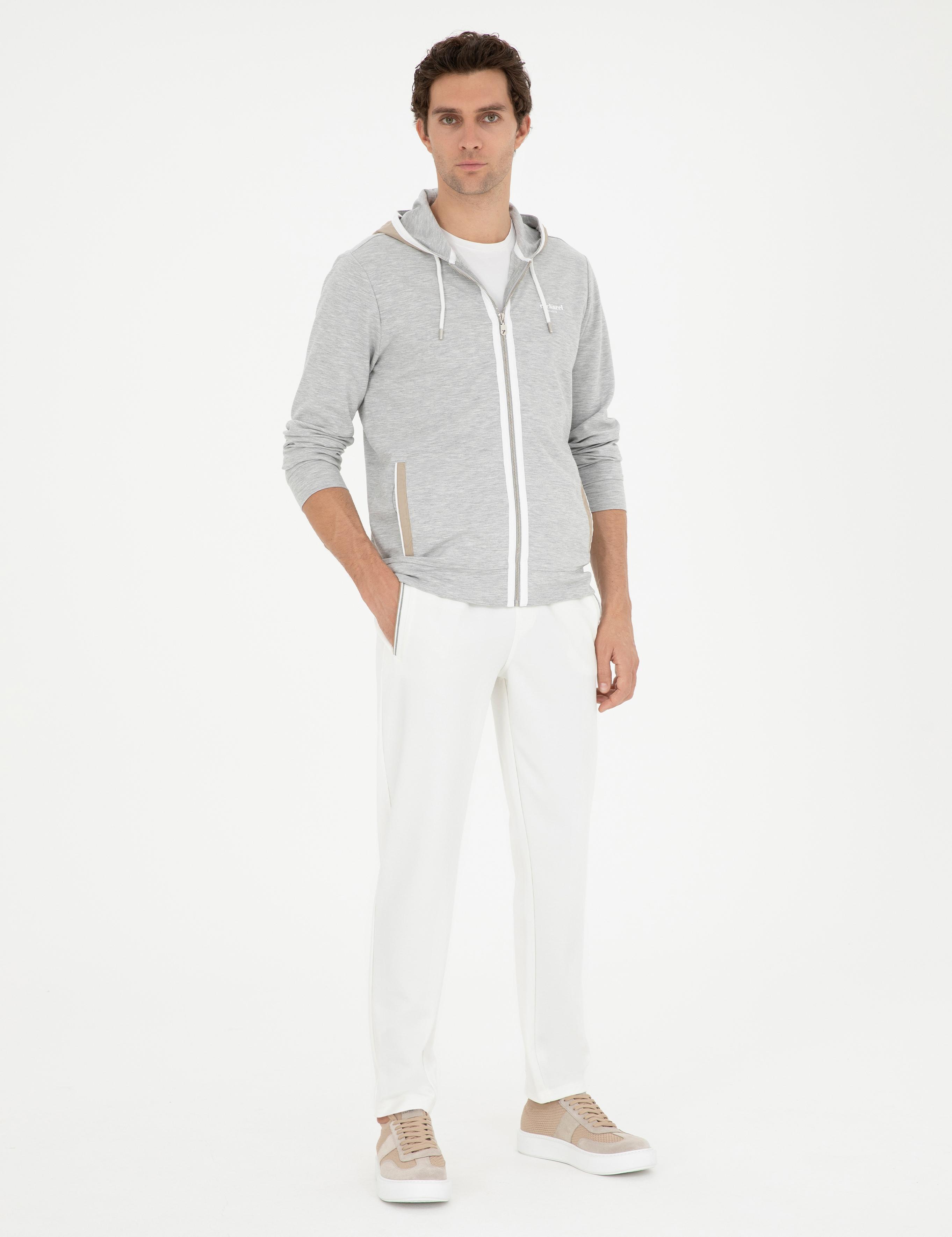 Gri Melanj Regular Fit Kapüşonu Sweatshirt - 50284600009