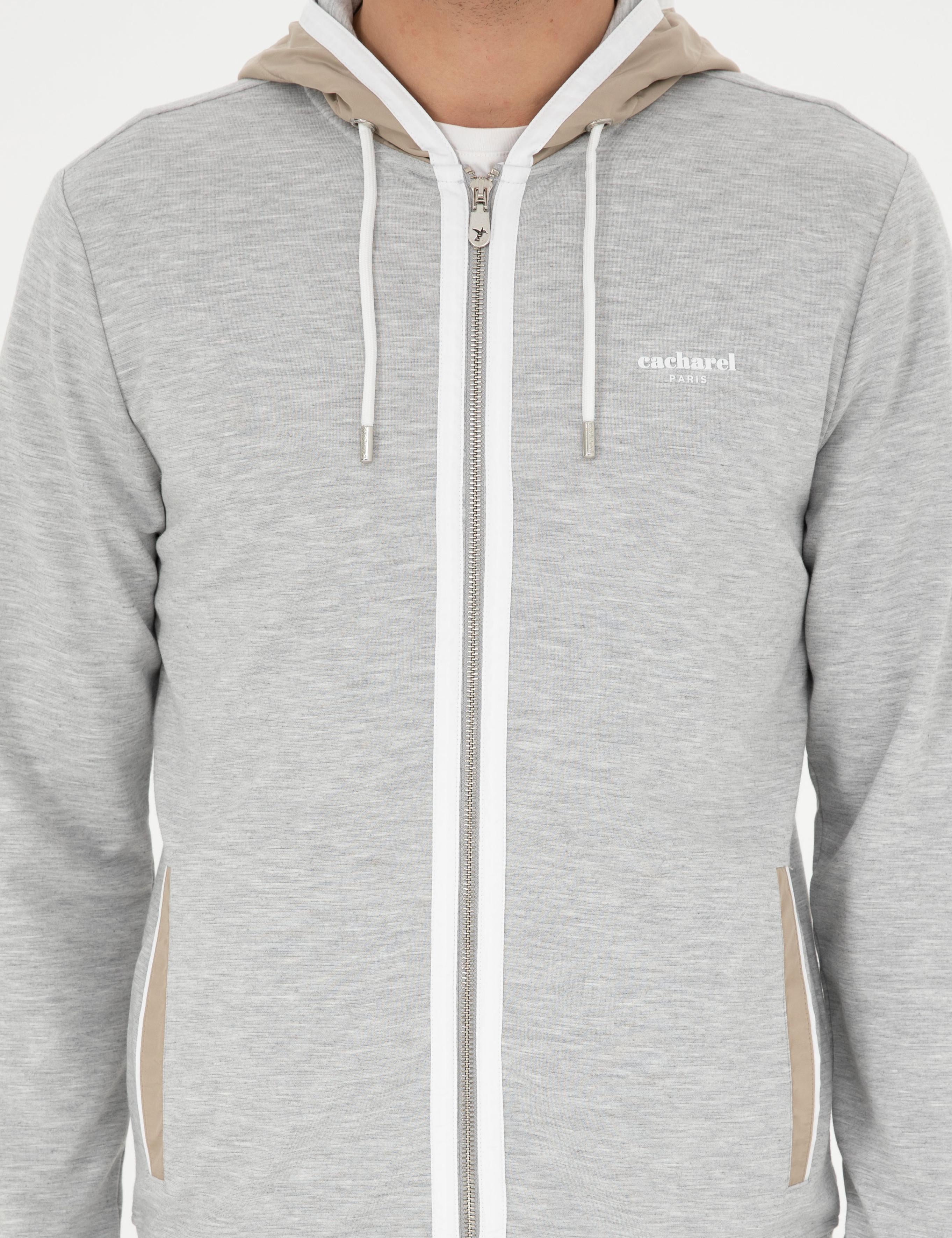 Gri Melanj Regular Fit Kapüşonu Sweatshirt - 50284600009