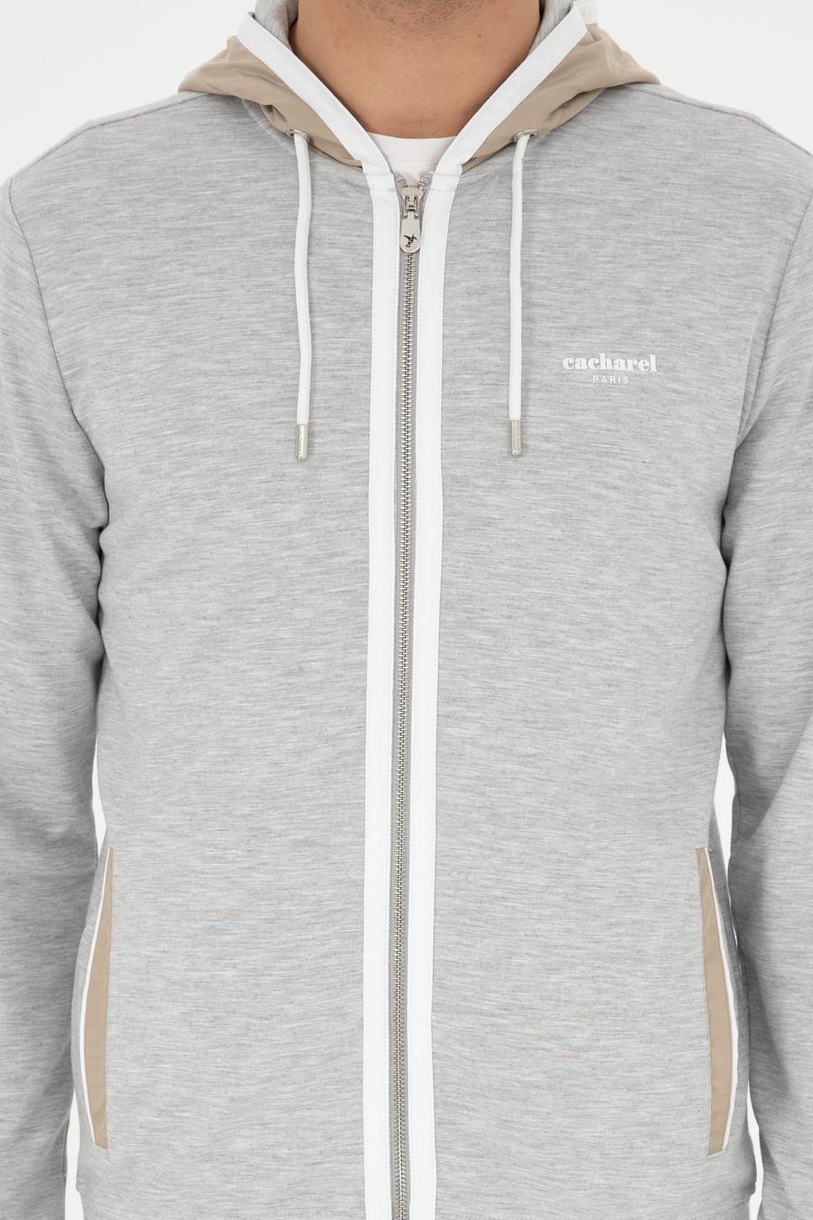 Gri Melanj Regular Fit Kapüşonu Sweatshirt - 50284600009
