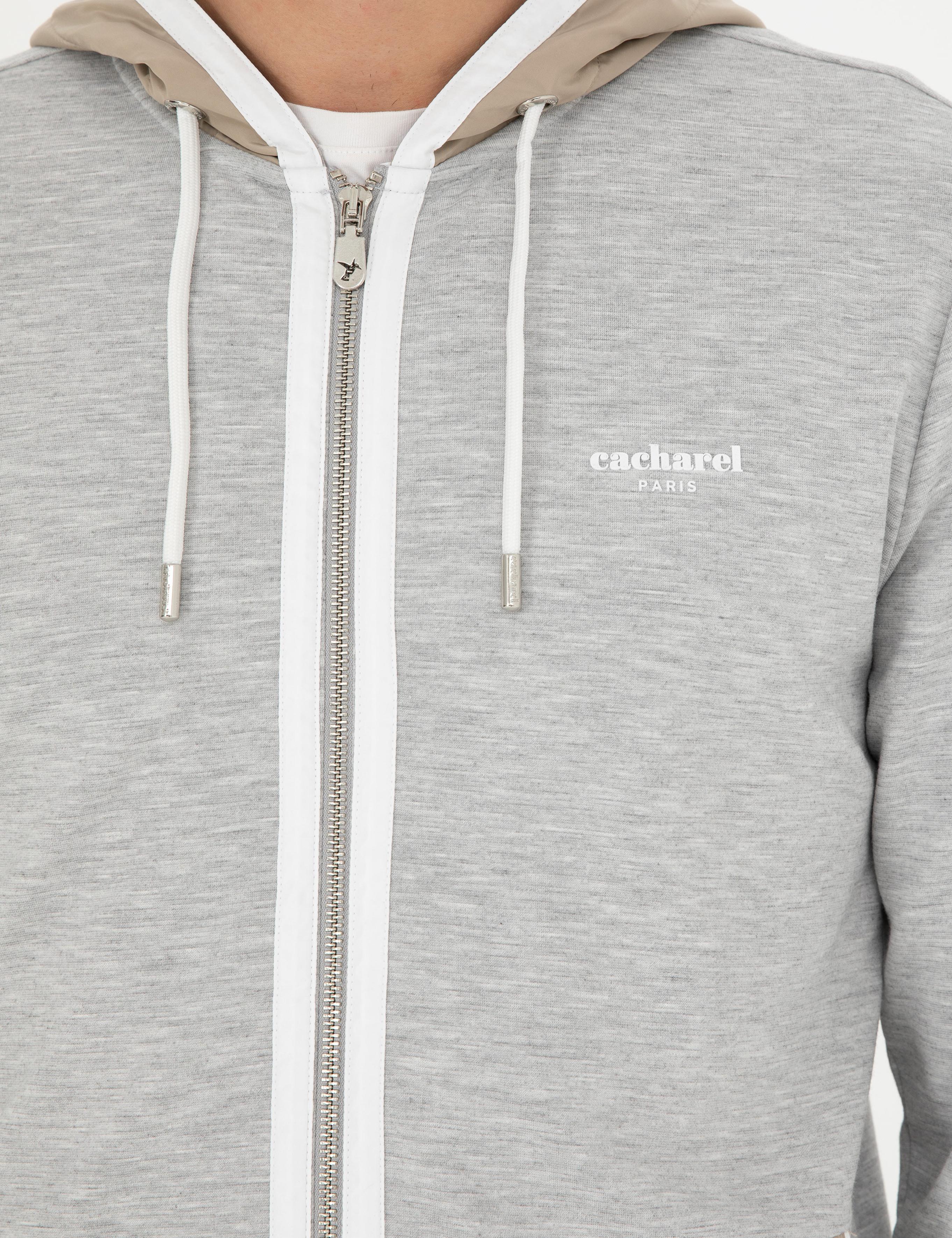 Gri Melanj Regular Fit Kapüşonu Sweatshirt - 50284600009