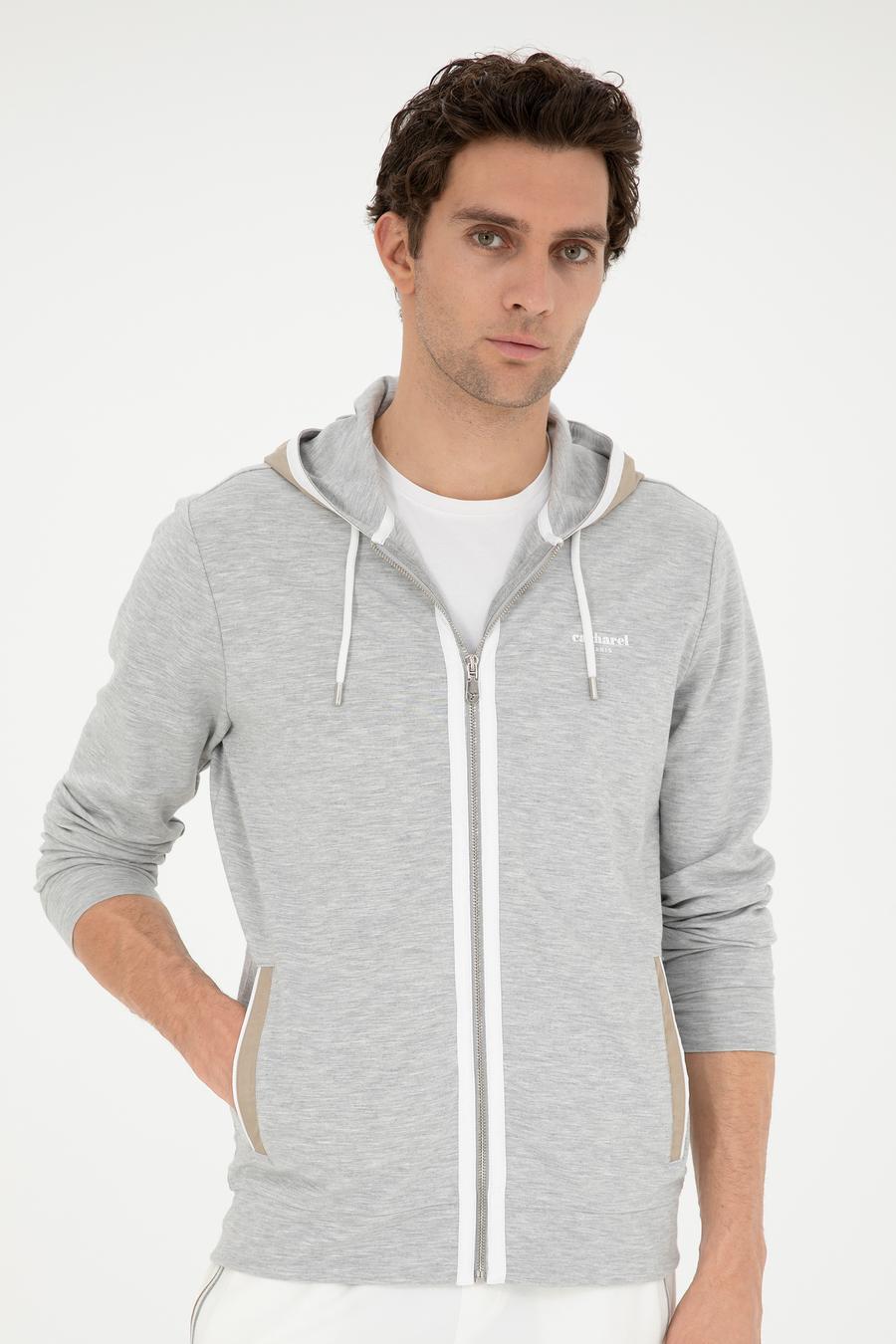 Gri Melanj Regular Fit Kapüşonu Sweatshirt - 50284600009