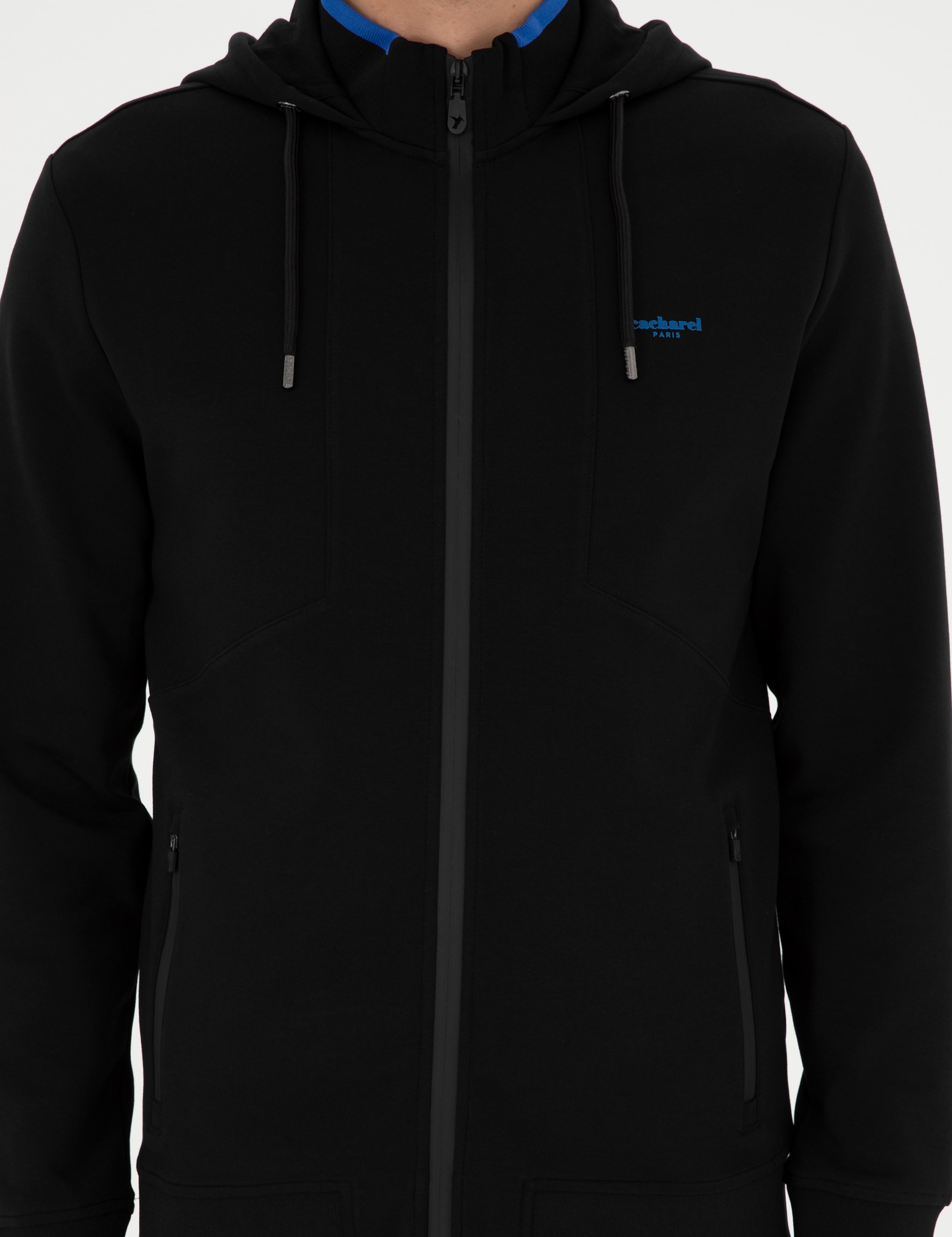 Siyah Regular Fit Kapüşonlu Sweatshirt - 50284611002
