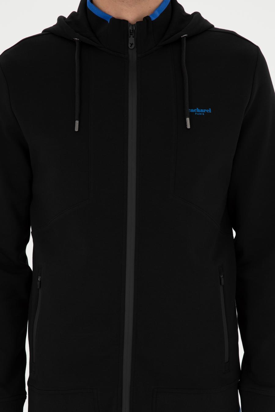 Siyah Regular Fit Kapüşonlu Sweatshirt - 50284611002