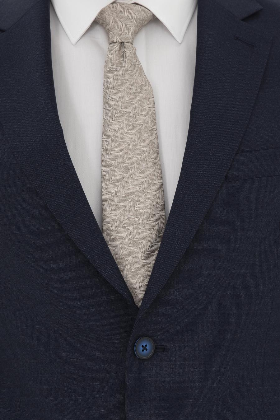 Lacivert Slim Fit %100 Yün Mikro Desenli Takım Elbise - 50285134023