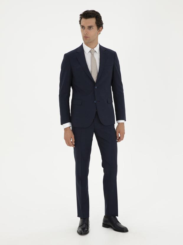 Lacivert Slim Fit Yün Takım Elbise