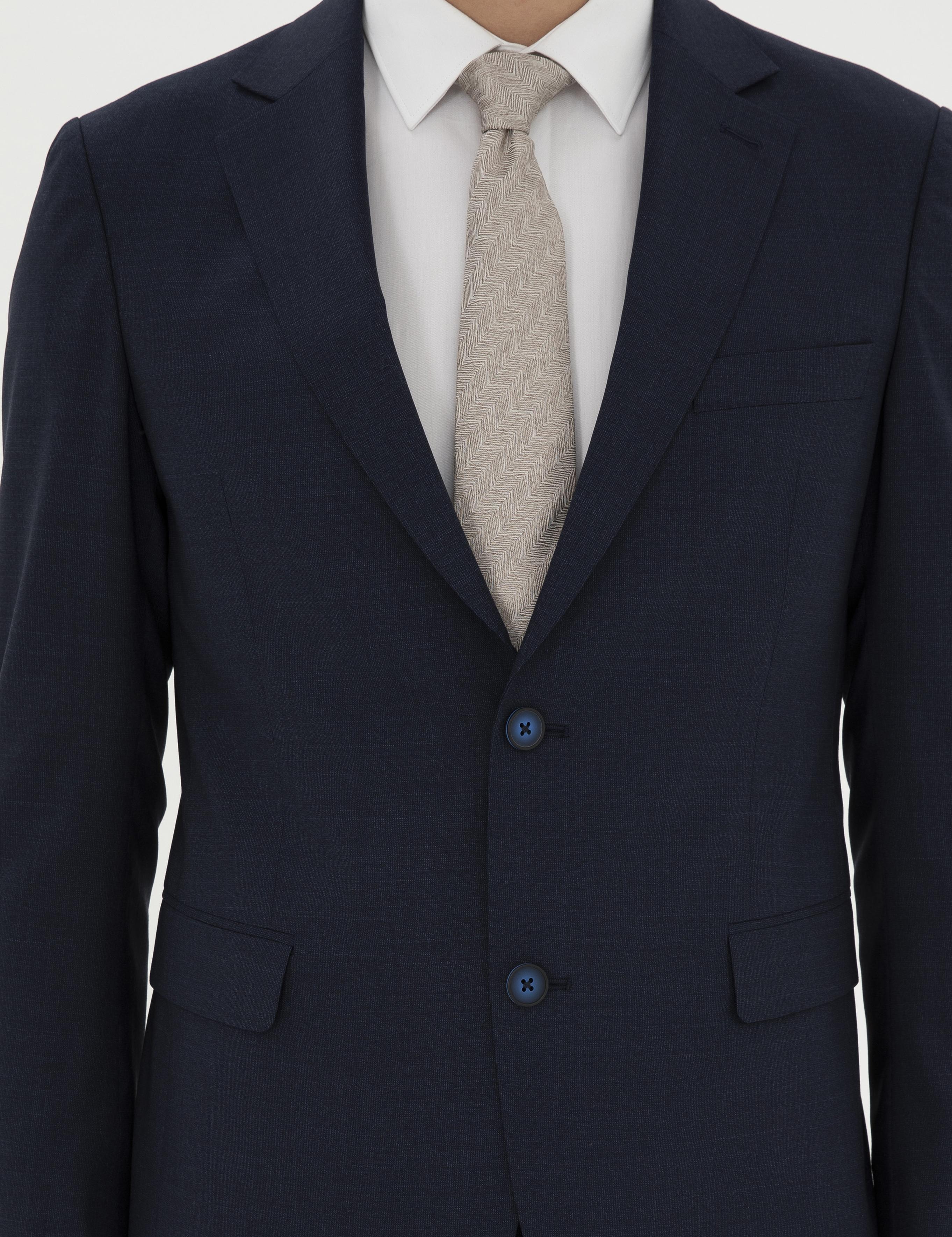 Lacivert Slim Fit %100 Yün Mikro Desenli Takım Elbise - 50285134023