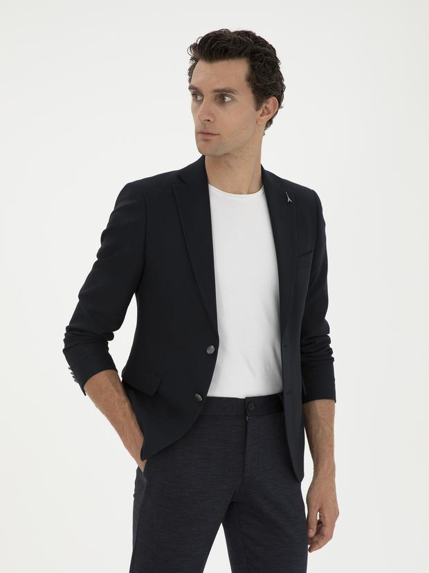 Lacivert Slim Fit Blazer Ceket