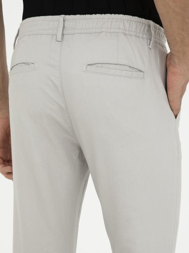 Taş Slim Fit Beli Lastikli Kanvas Pantolon