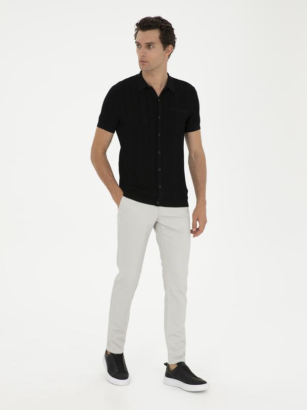 Taş Slim Fit Beli Lastikli Kanvas Pantolon