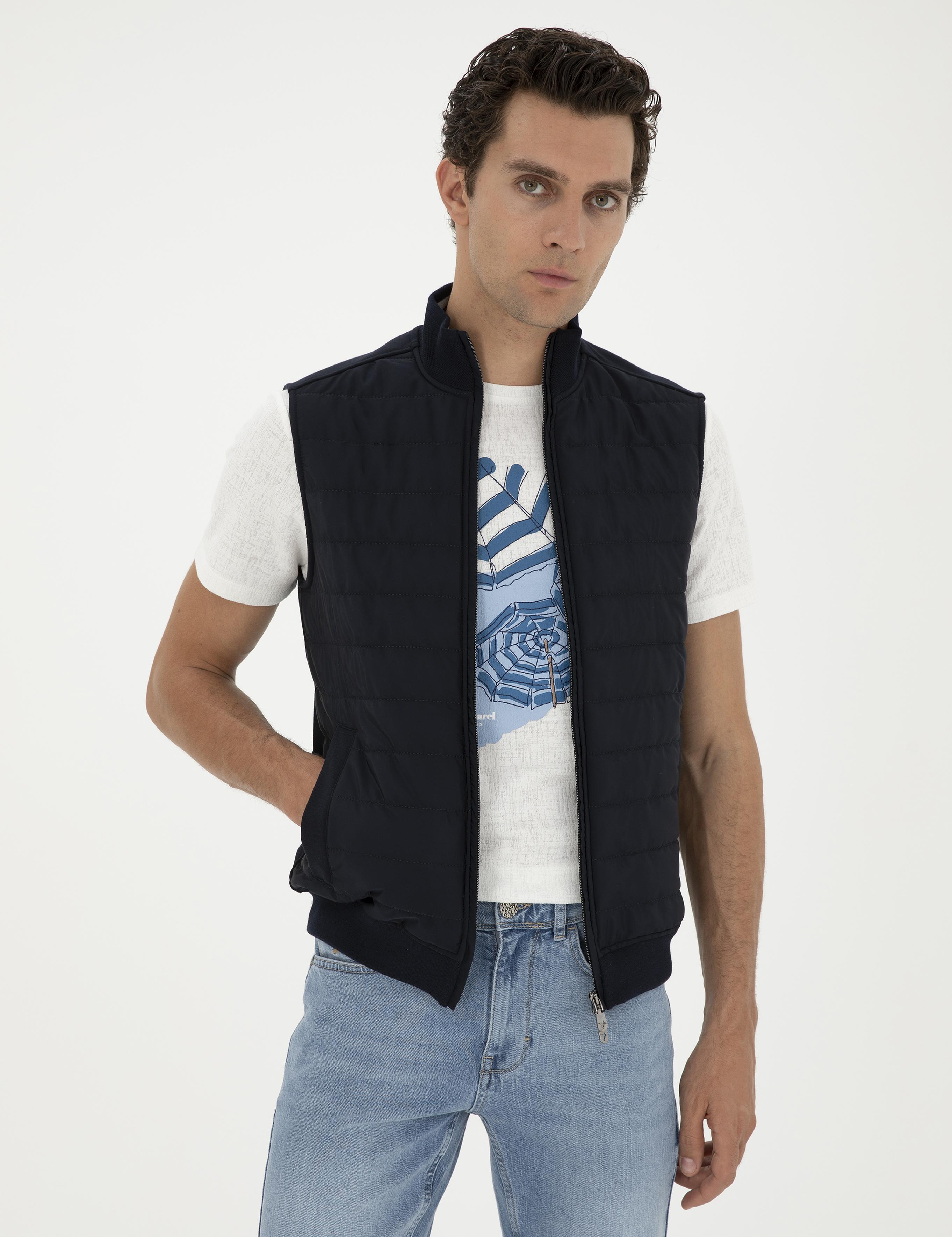 Lacivert Slim İnce Kapitone Mont Yelek 50287900 | Cacharel