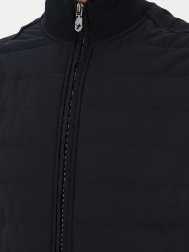 Lacivert Slim İnce Kapitone Mont Yelek