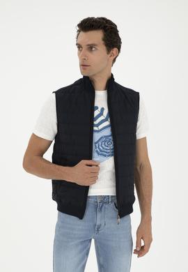 Lacivert Slim İnce Kapitone Mont Yelek