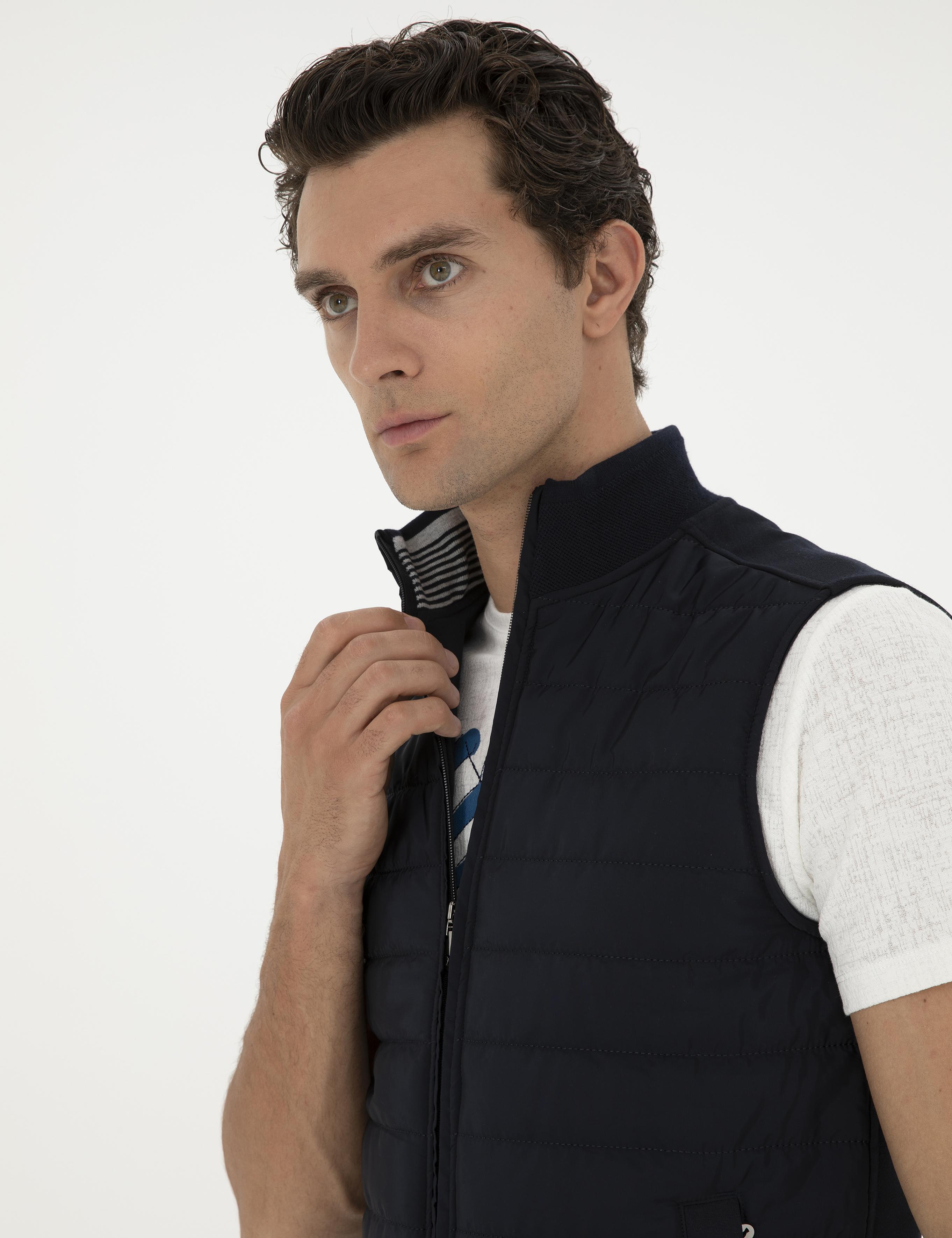 Lacivert Slim İnce Kapitone Mont Yelek - 50287900013
