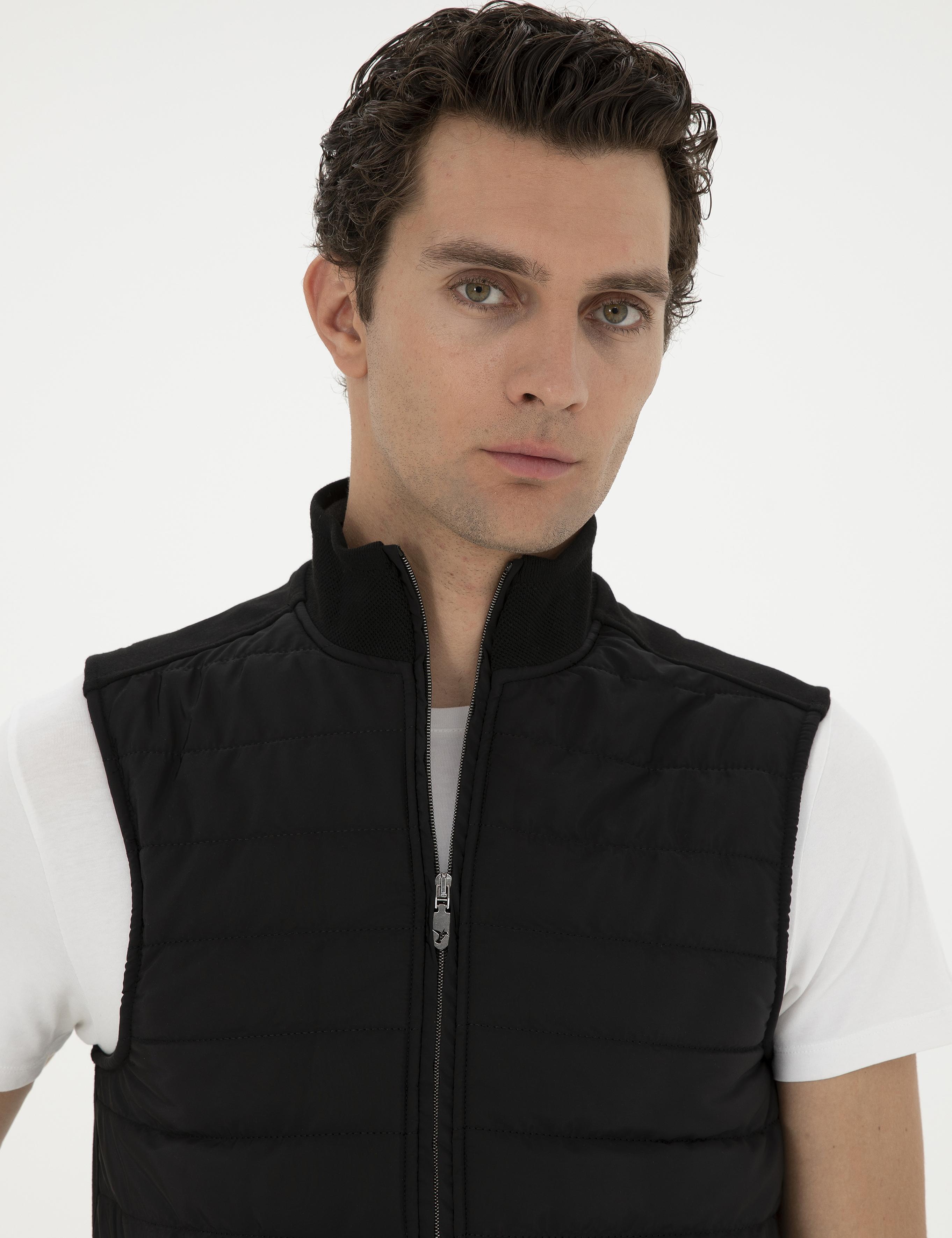 Siyah Slim Fit İnce Kapitone Mont Yelek - 50287900022
