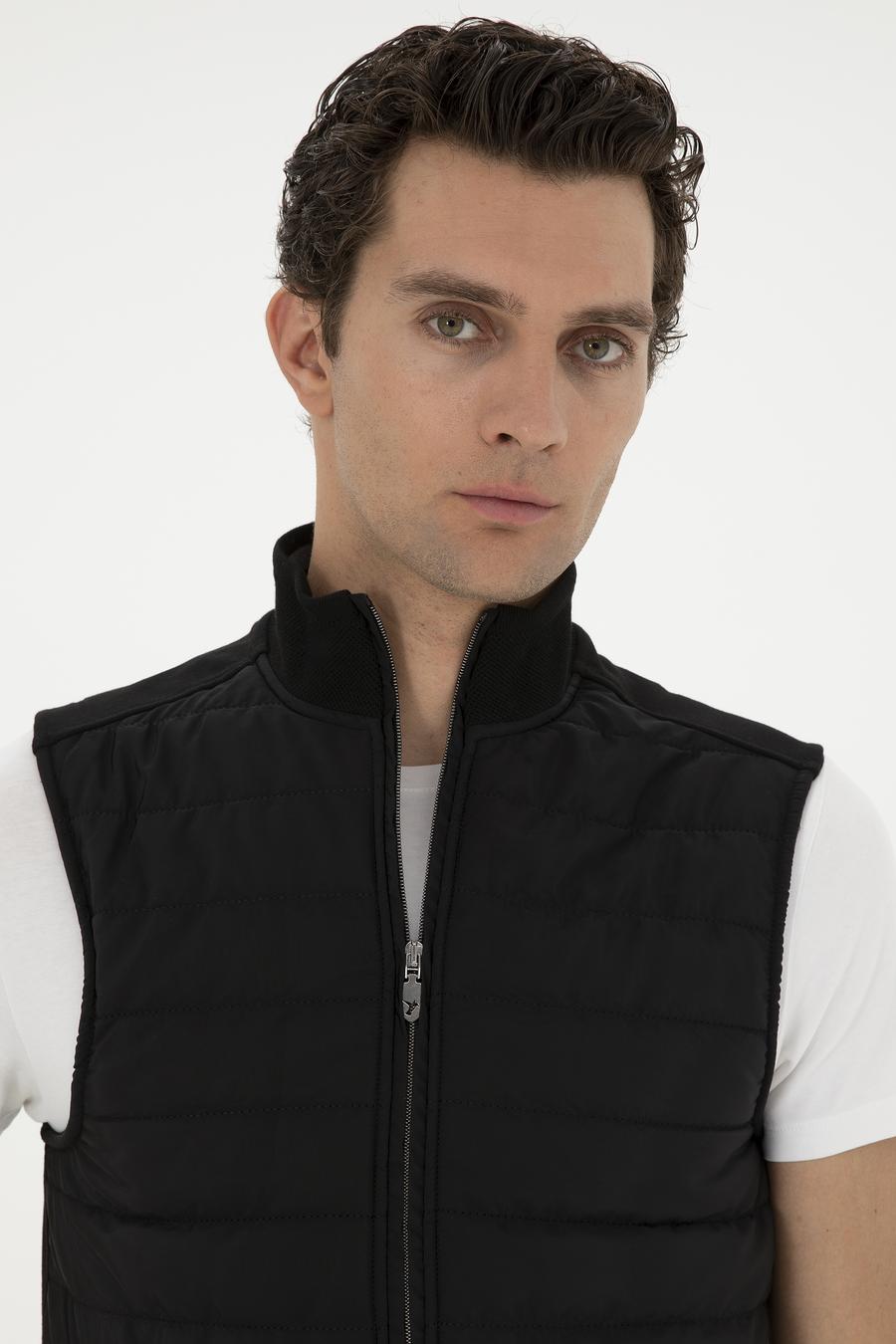 Siyah Slim Fit İnce Kapitone Mont Yelek - 50287900022