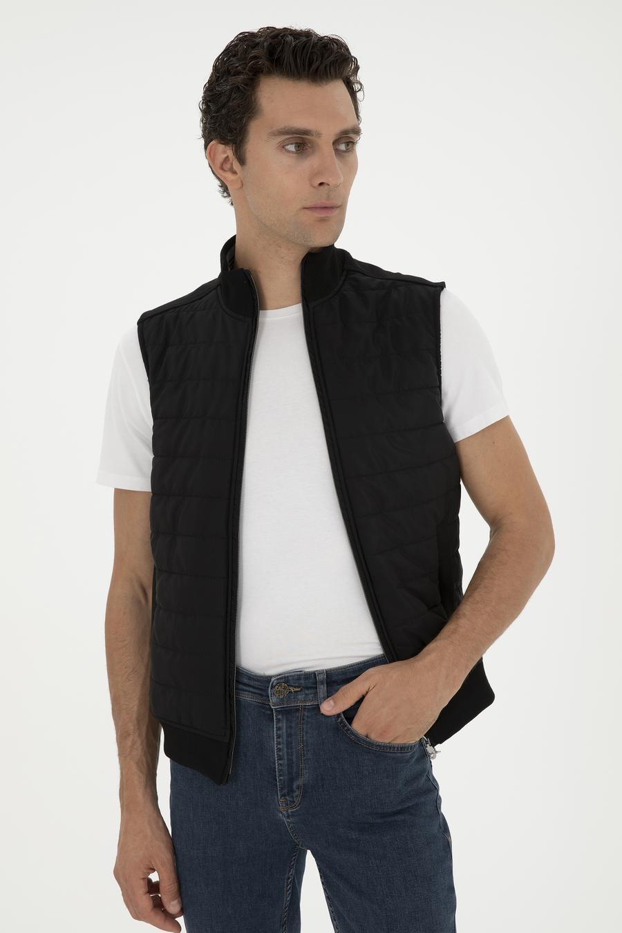 Siyah Slim Fit İnce Kapitone Mont Yelek - 50287900022