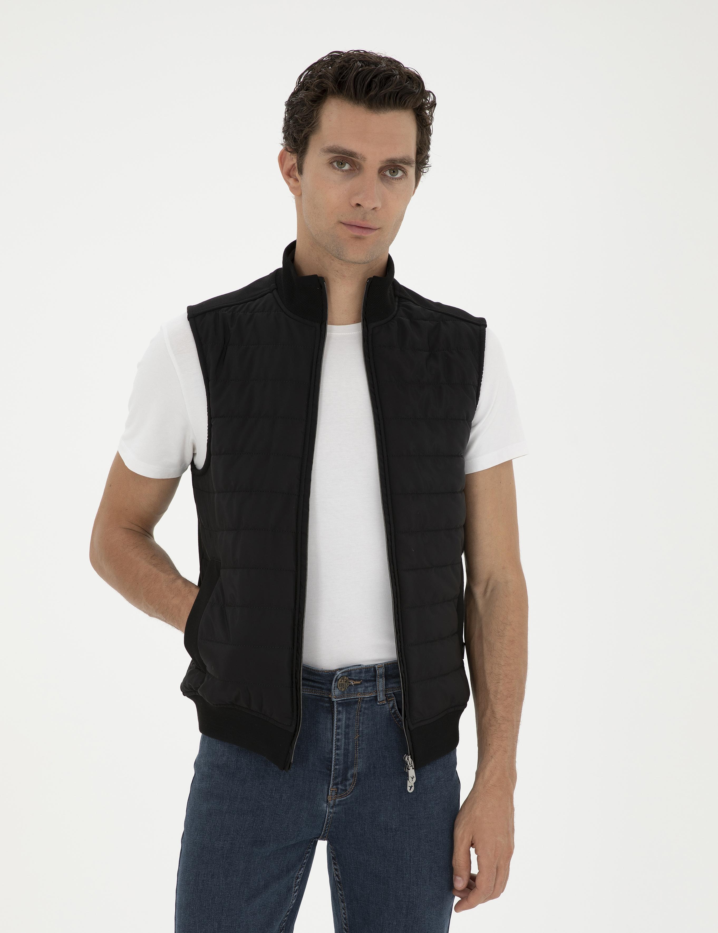 Siyah Slim Fit İnce Kapitone Mont Yelek - 50287900022