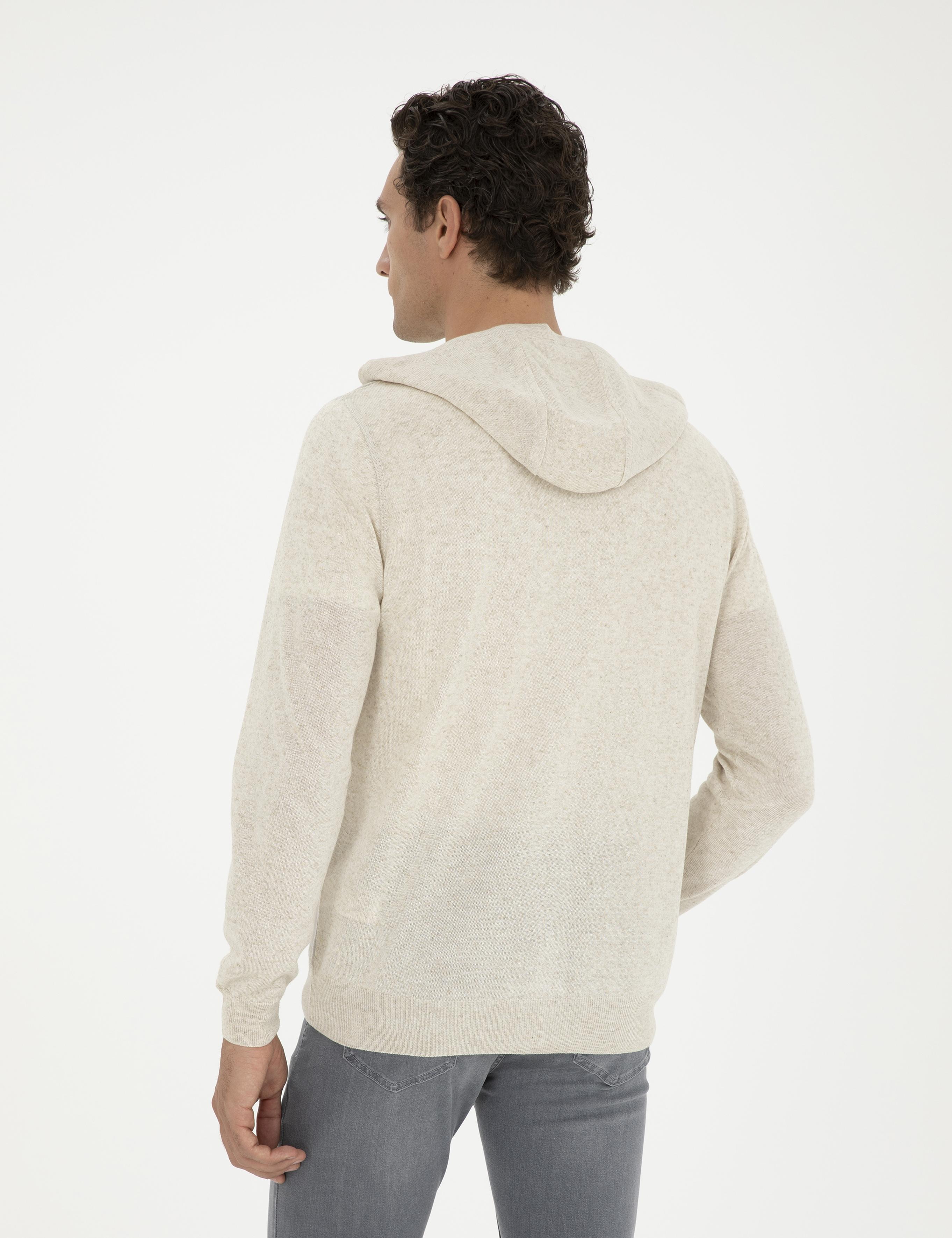 Ekru Regular Fit Keten Karışımlı Triko Hırka - 50288854043