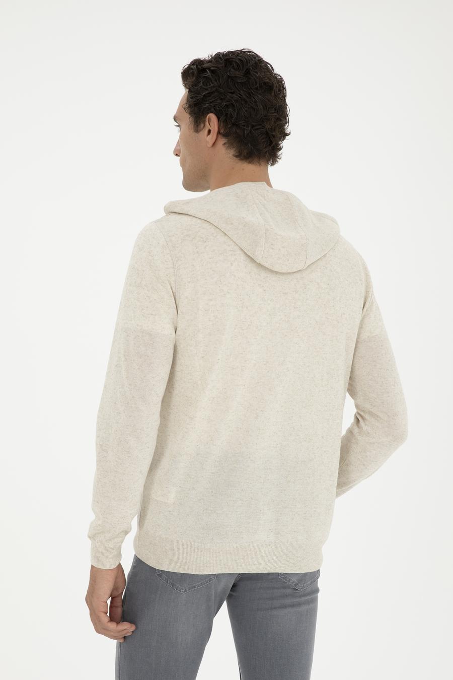 Ekru Regular Fit Keten Karışımlı Triko Hırka - 50288854043