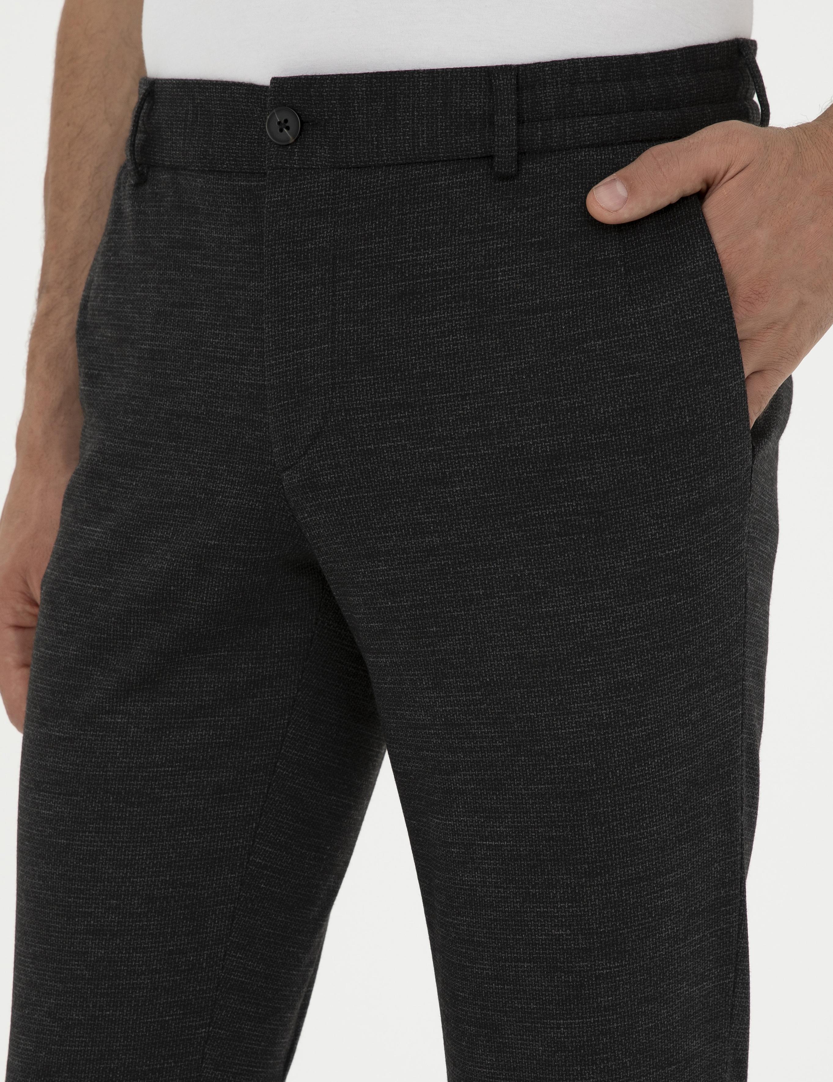 Siyah Slim Fit Yün Karışımlı Pantolon - 50284758007