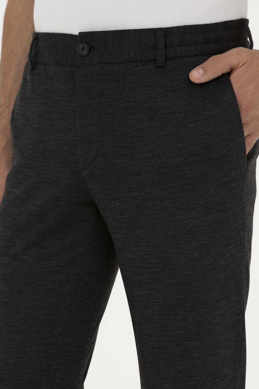 Siyah Slim Fit Yün Karışımlı Pantolon - 50284758007