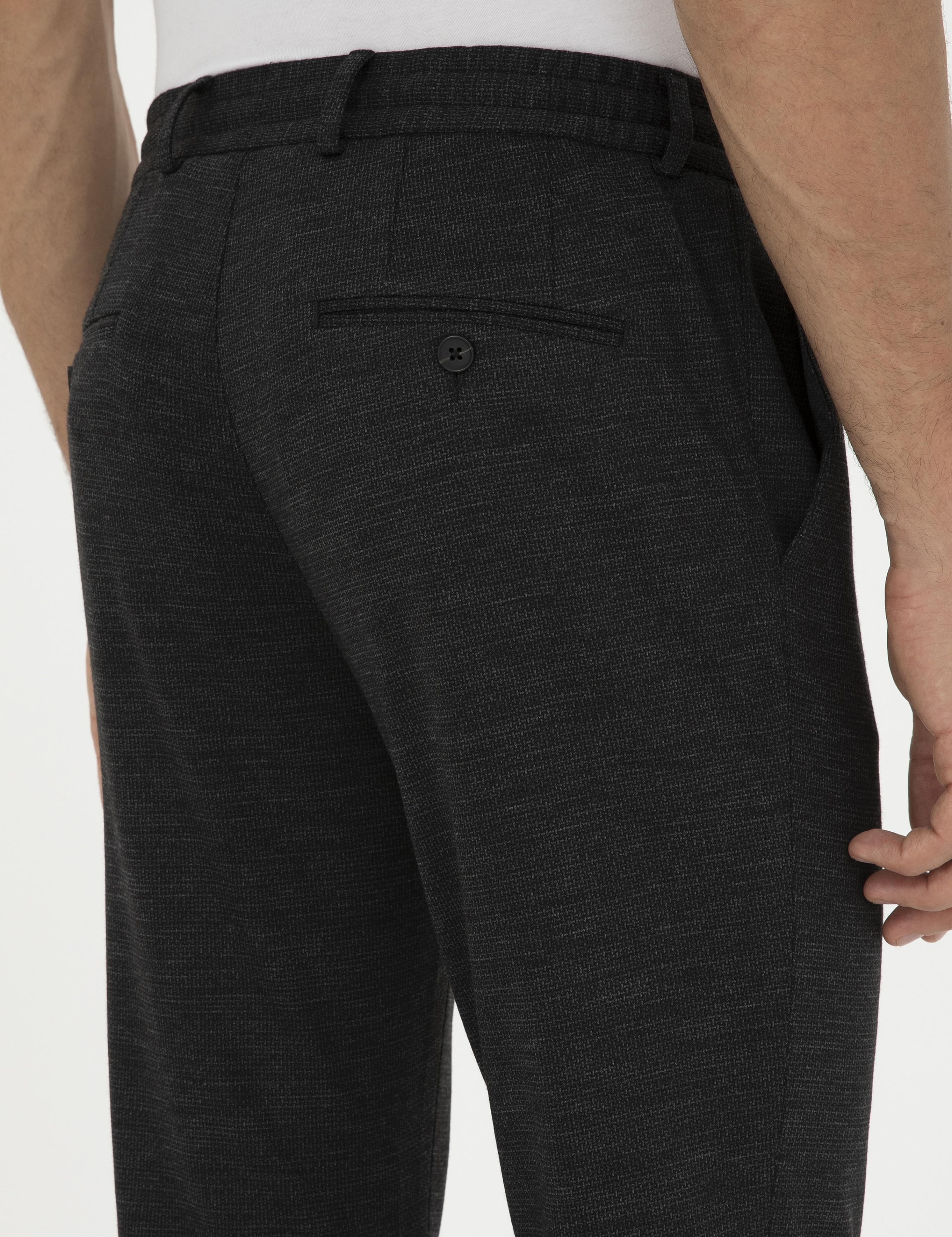 Siyah Slim Fit Yün Karışımlı Pantolon - 50284758007