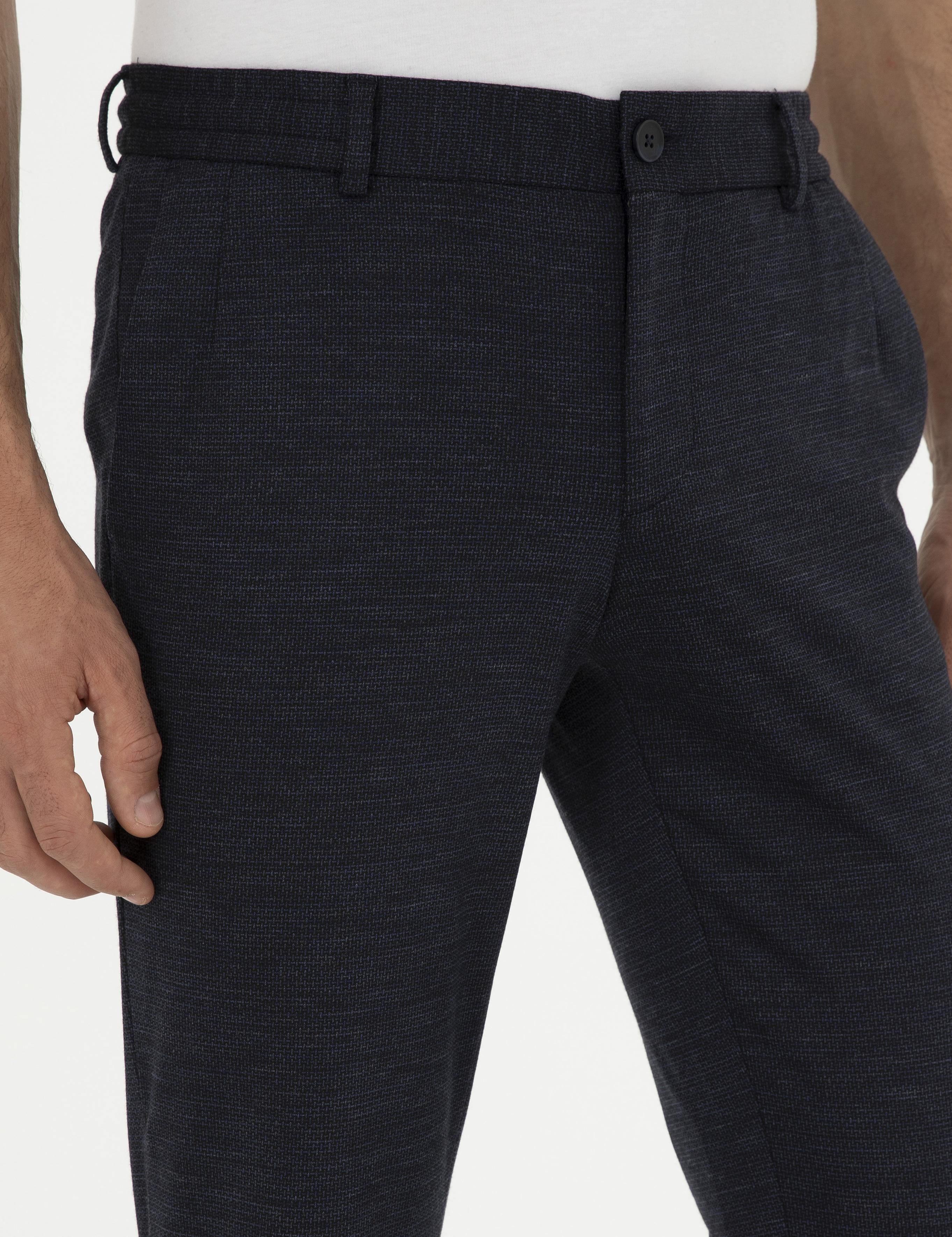 Koyu Lacivert Slim Fit Yün Karışımlı Pantolon - 50284758013