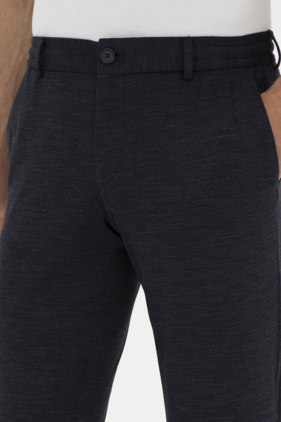 Koyu Lacivert Slim Fit Yün Karışımlı Pantolon - 50284758013