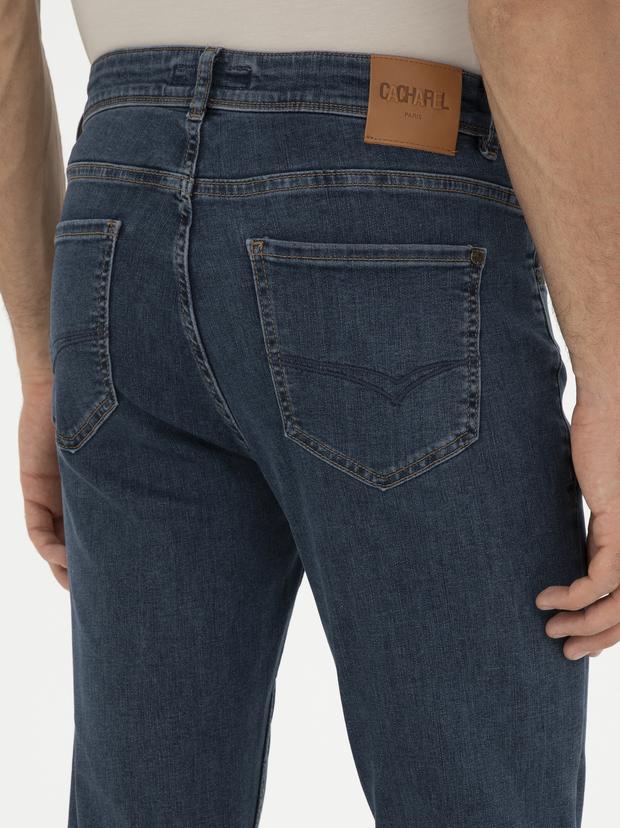 Koyu Lacivert Slim Fit Pamuk Karışımlı Jean Pantolon