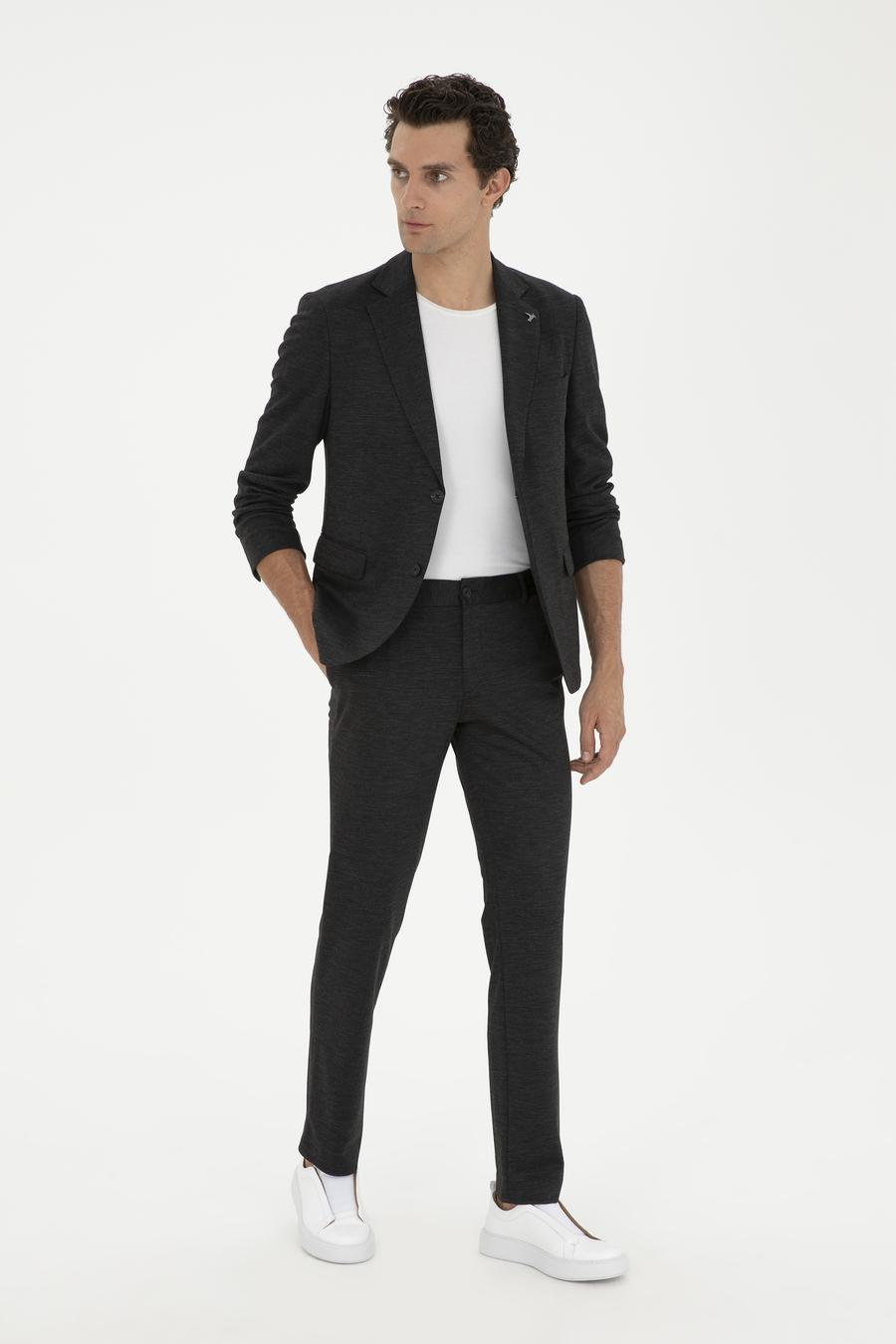 Siyah Slim Fit Yün Karışımlı Ceket - 50284835054