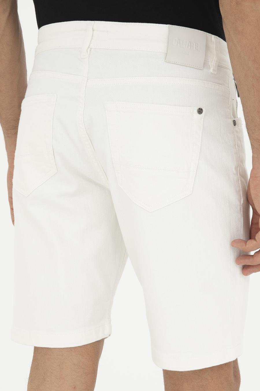 Beyaz Slim Fit Pamuk Karışımlı Jean Şort - 50285368021