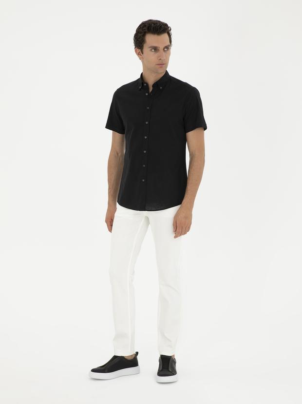 Beyaz Slim Fit Pamuk Karışımlı Jean Pantolon