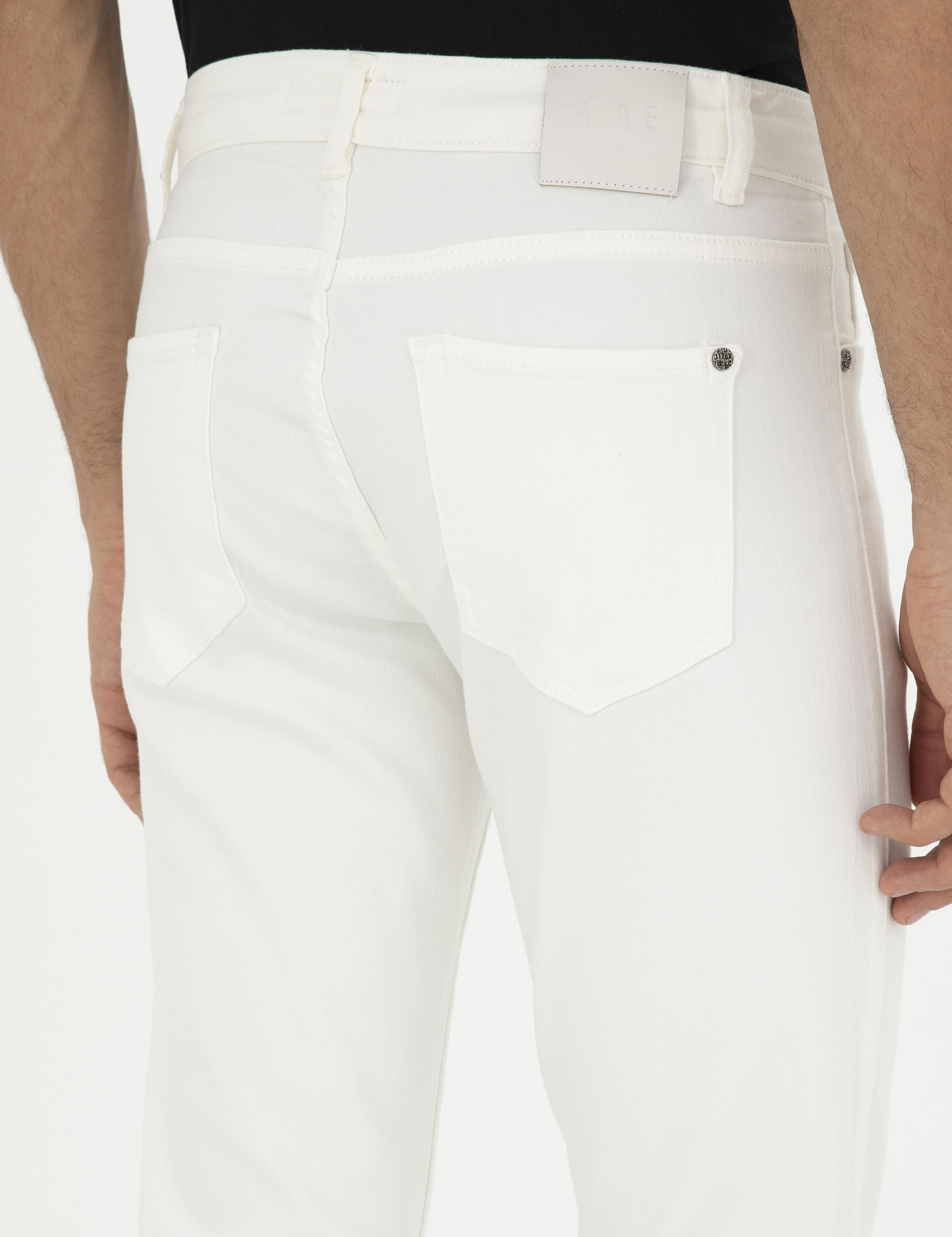 Beyaz Slim Fit Pamuk Karışımlı Jean Pantolon - 50287089032